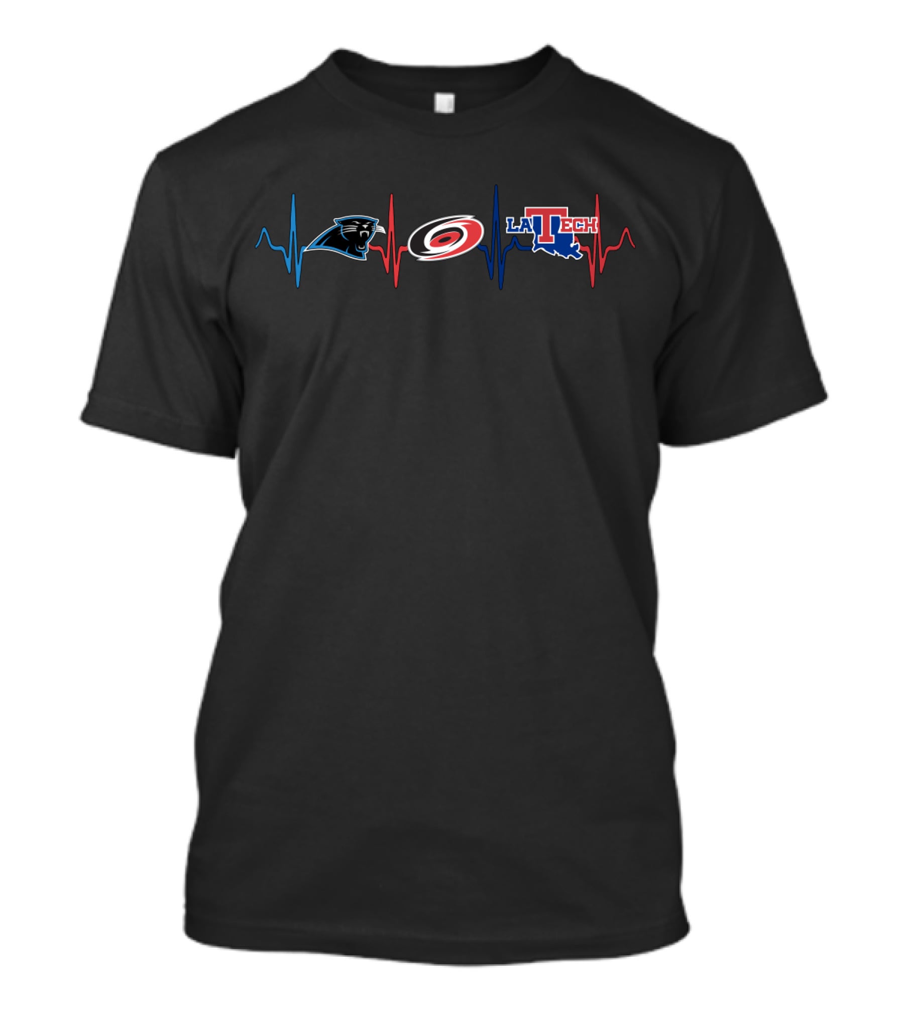 Carolina Panthers Hurricanes La Tech Heartbeat T-Shirt