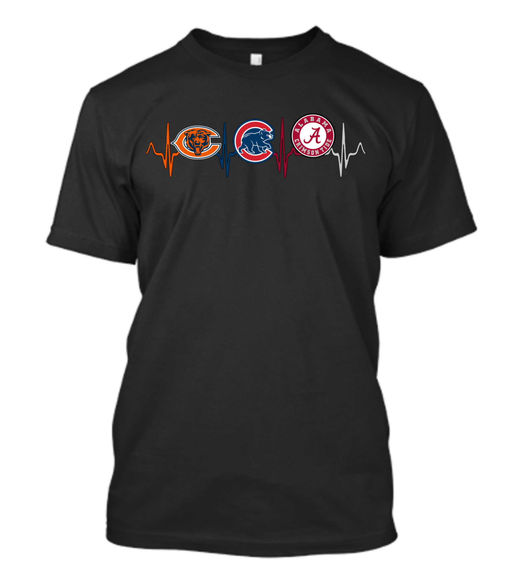 Love Bears Cubs Alabama Crimson Tide Logo Heartbeat T-Shirt