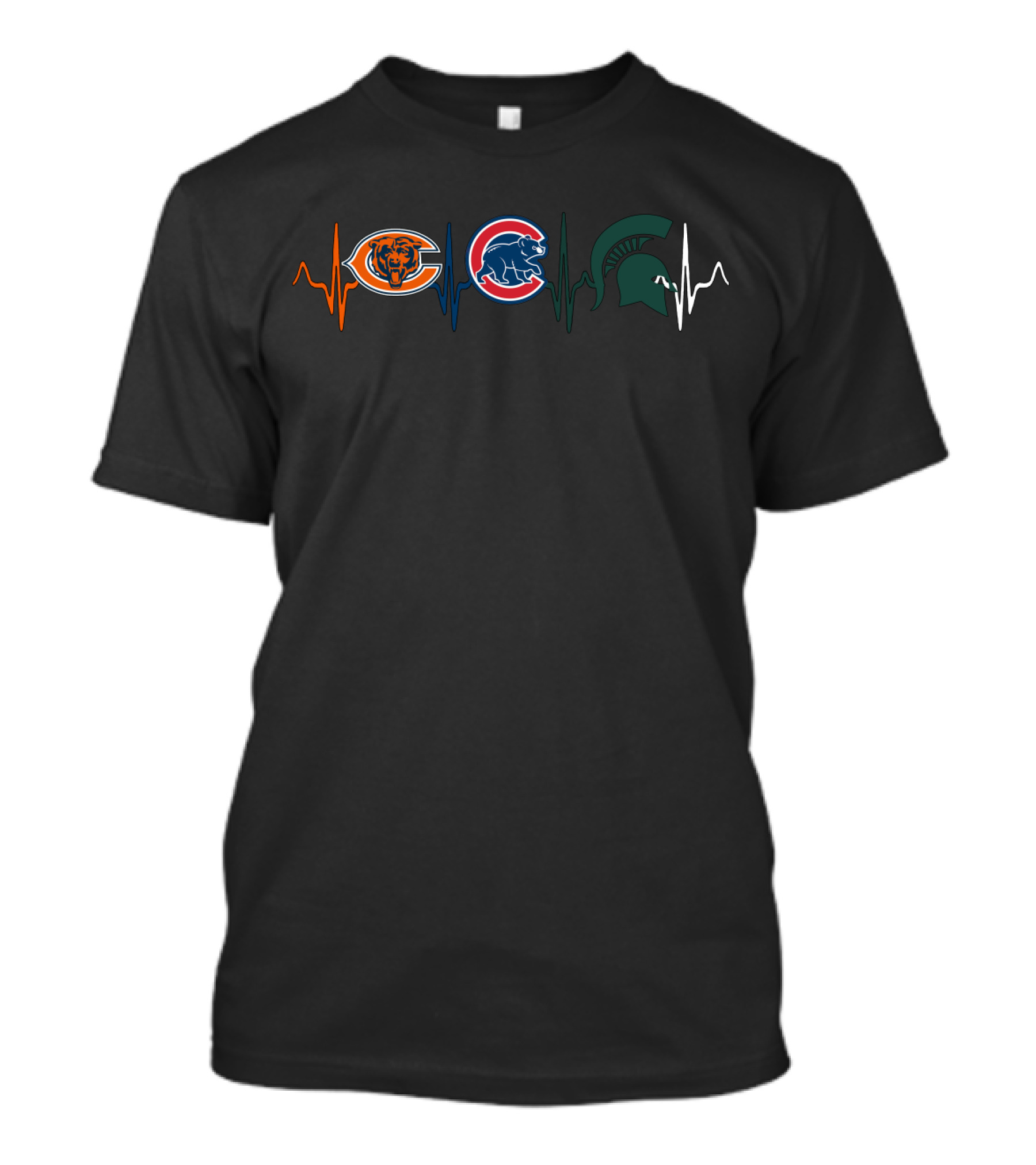 Chicago Bears Cubs Michigan State Heartbeat T-Shirt