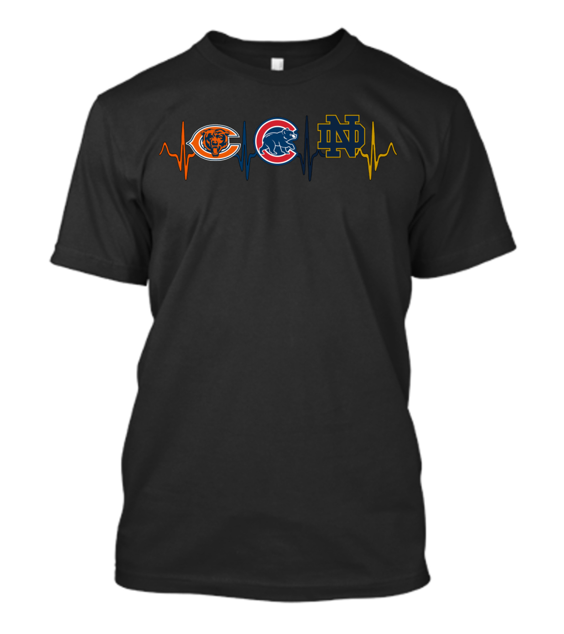 Bears Cubs Notre Dame Heartbeat T-Shirt