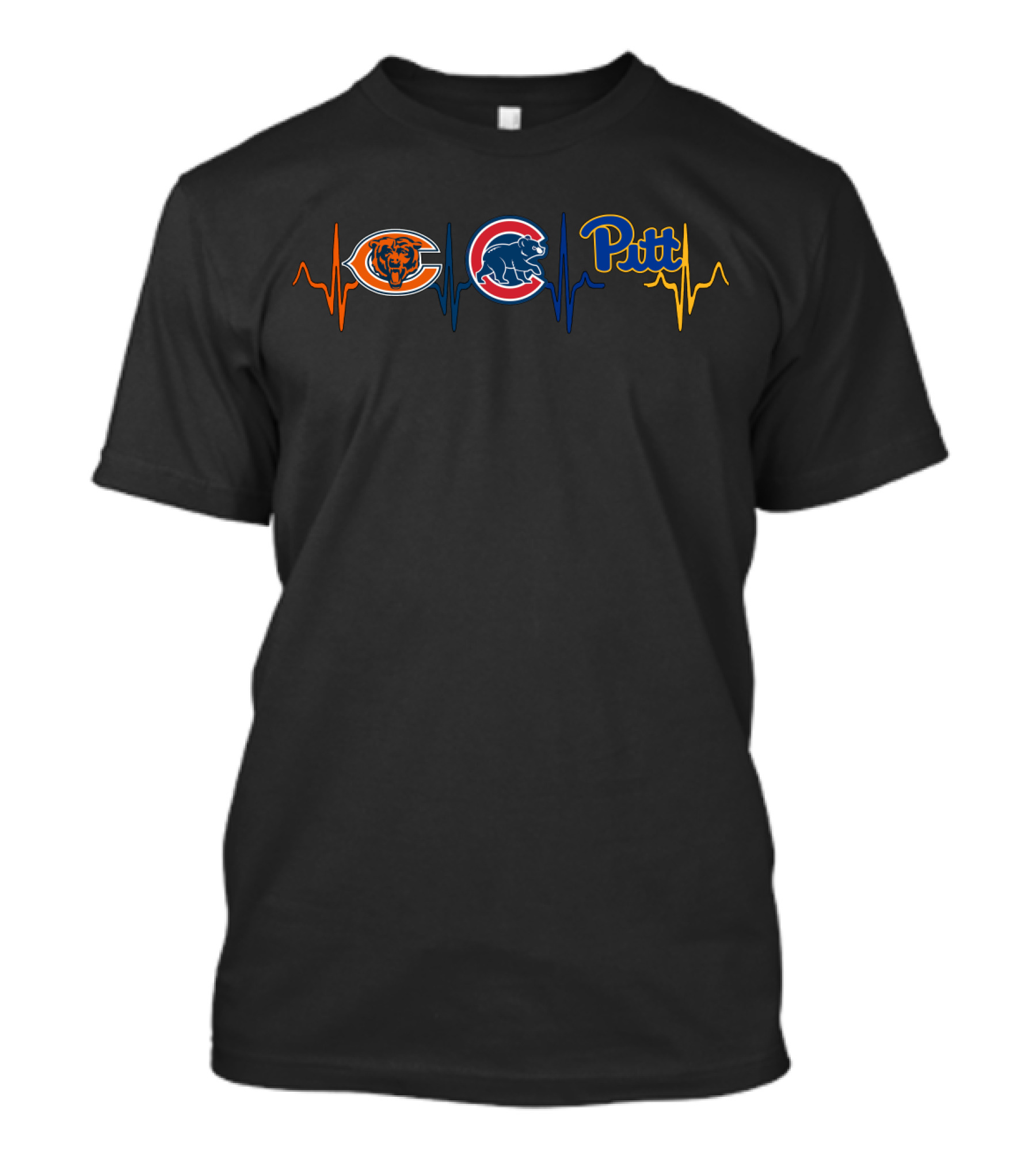Chicago Bears Cubs Pittsburgh Heartbeat Ekg T-Shirt