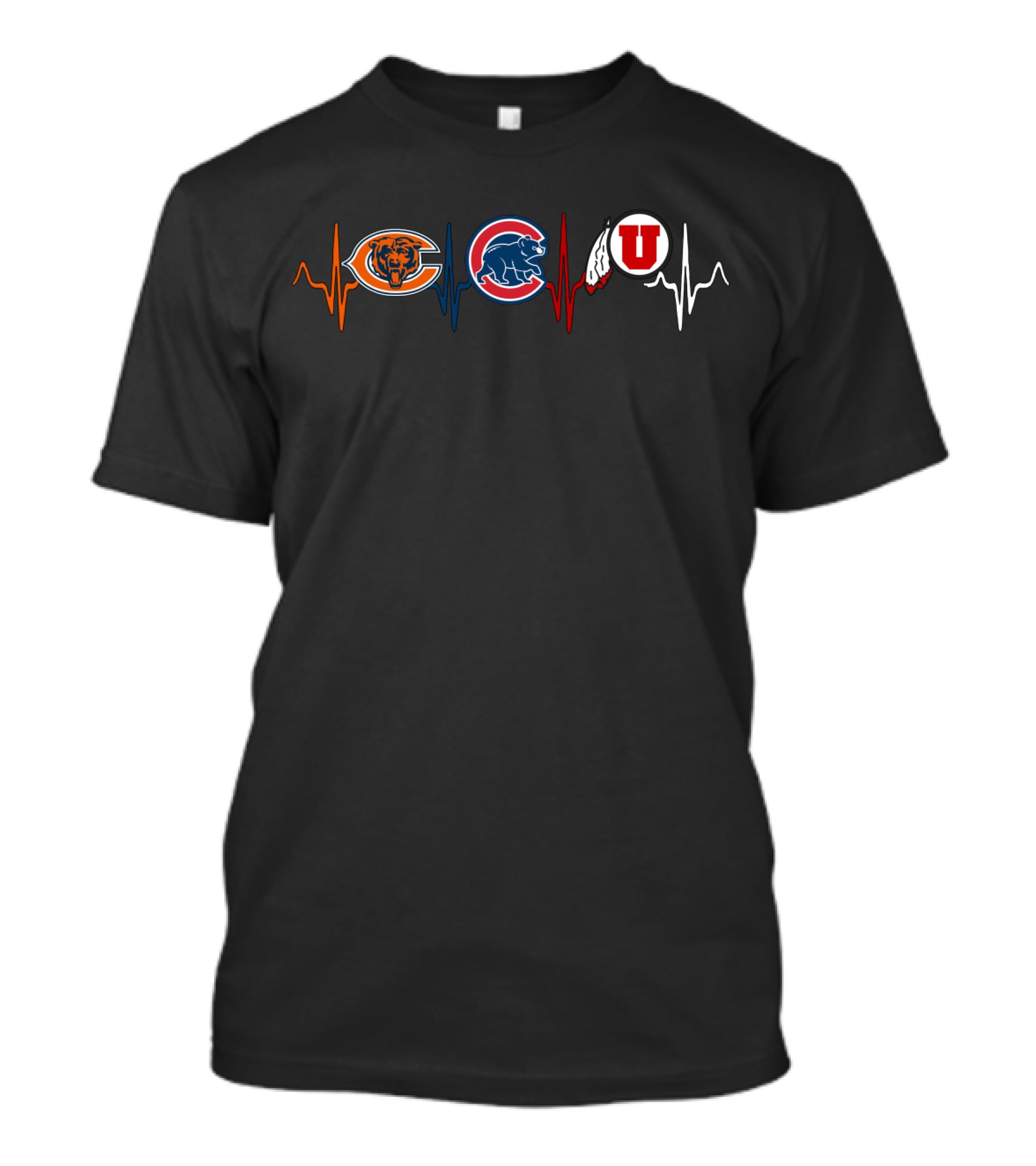 Chicago Bears Chicago Cubs Utah Utes Heartbeat T-Shirt