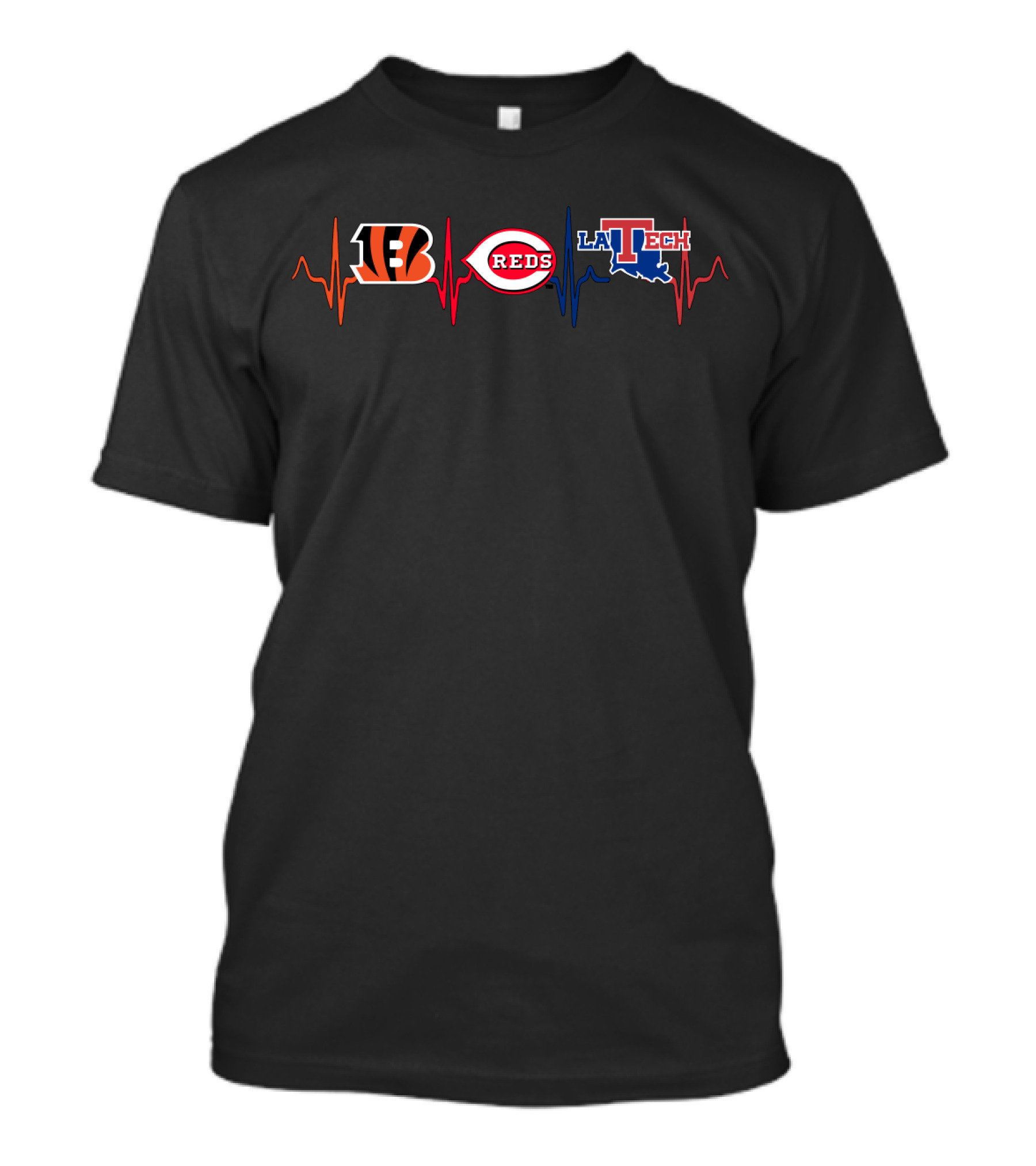 Bengals Reds La Tech Heartbeat Logo Combination T-Shirt