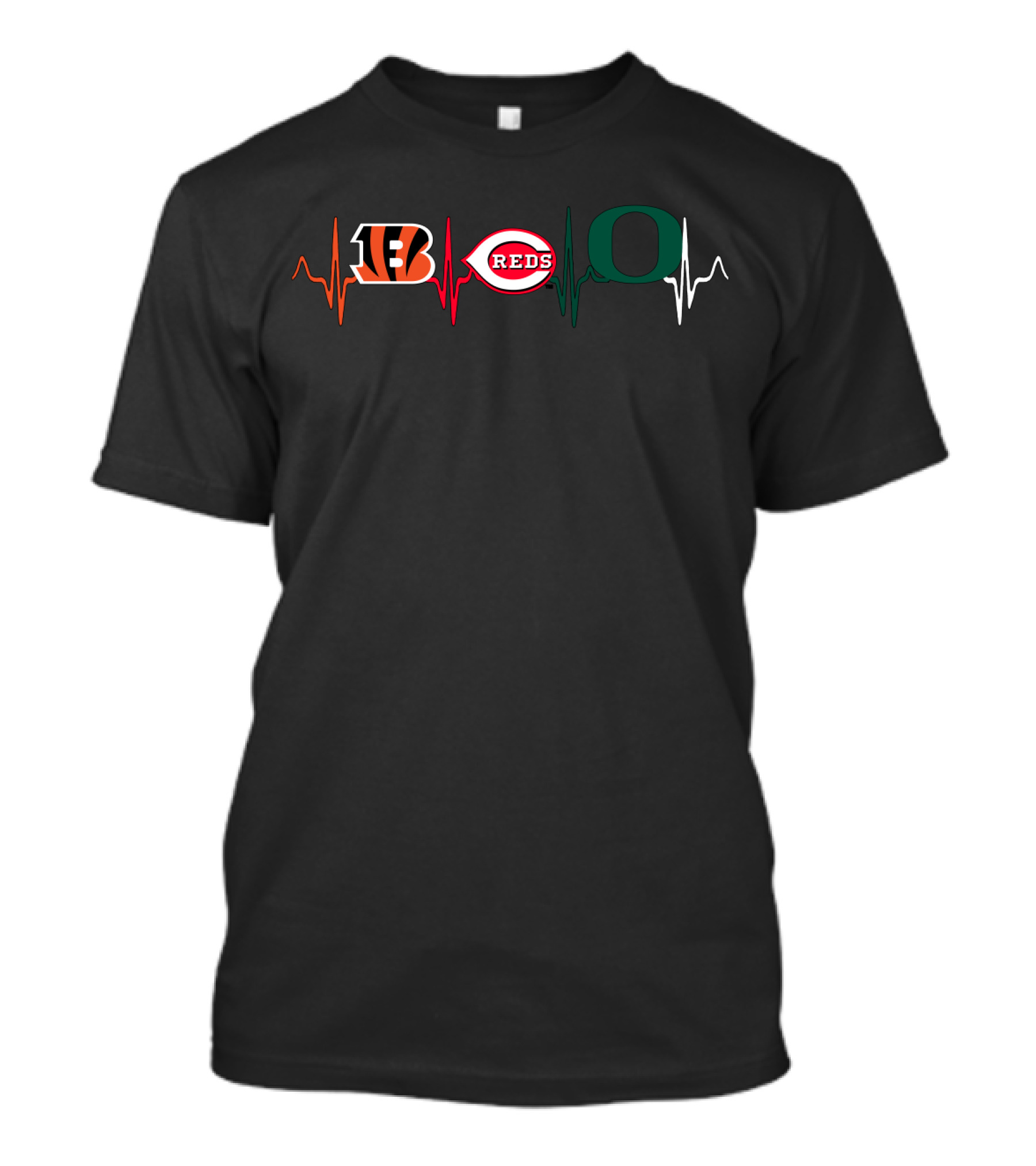 Bengals Reds Oregon Heartbeat T-Shirt