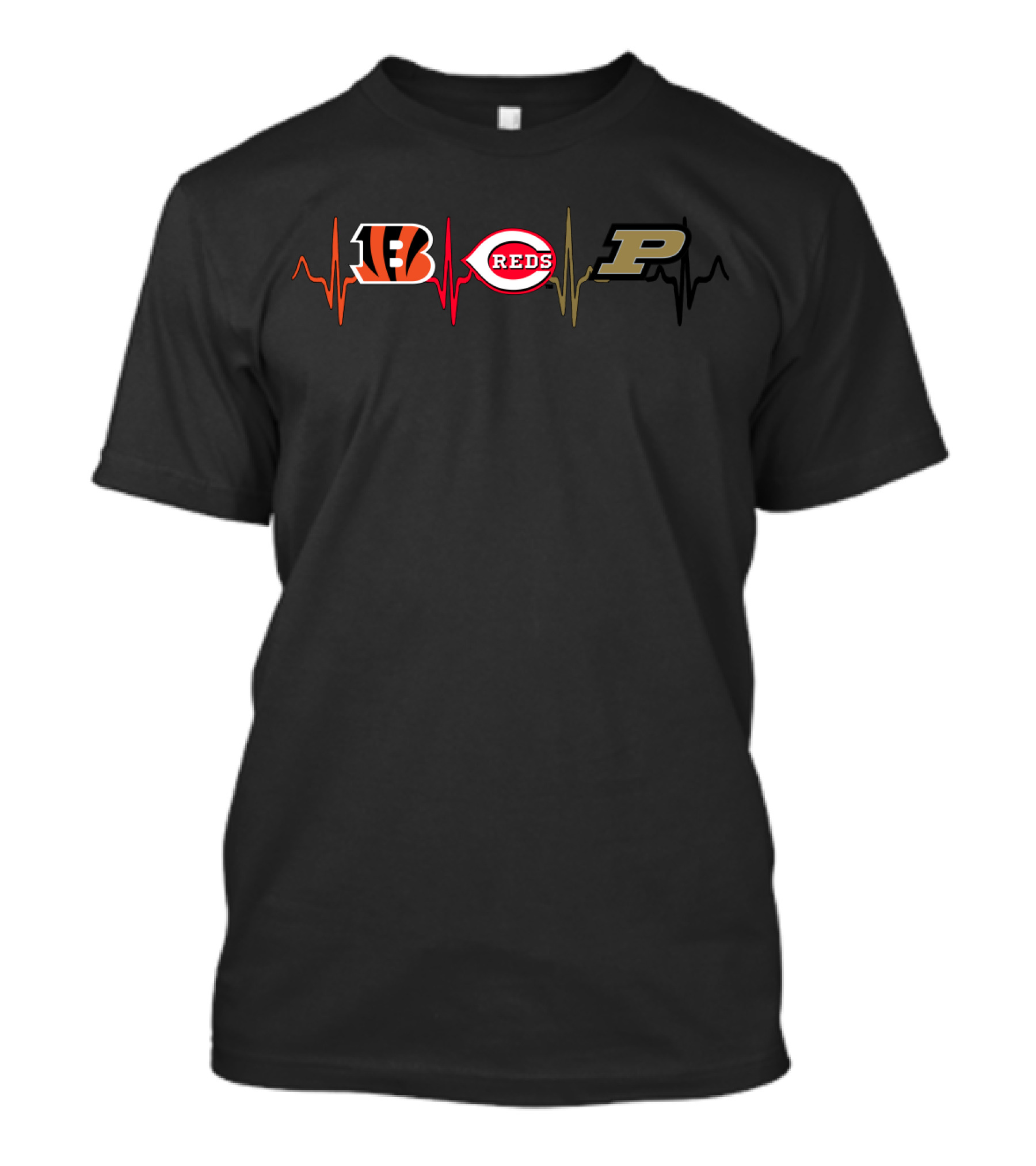 Bengals Reds Purdue Heartbeat Trio T-Shirt