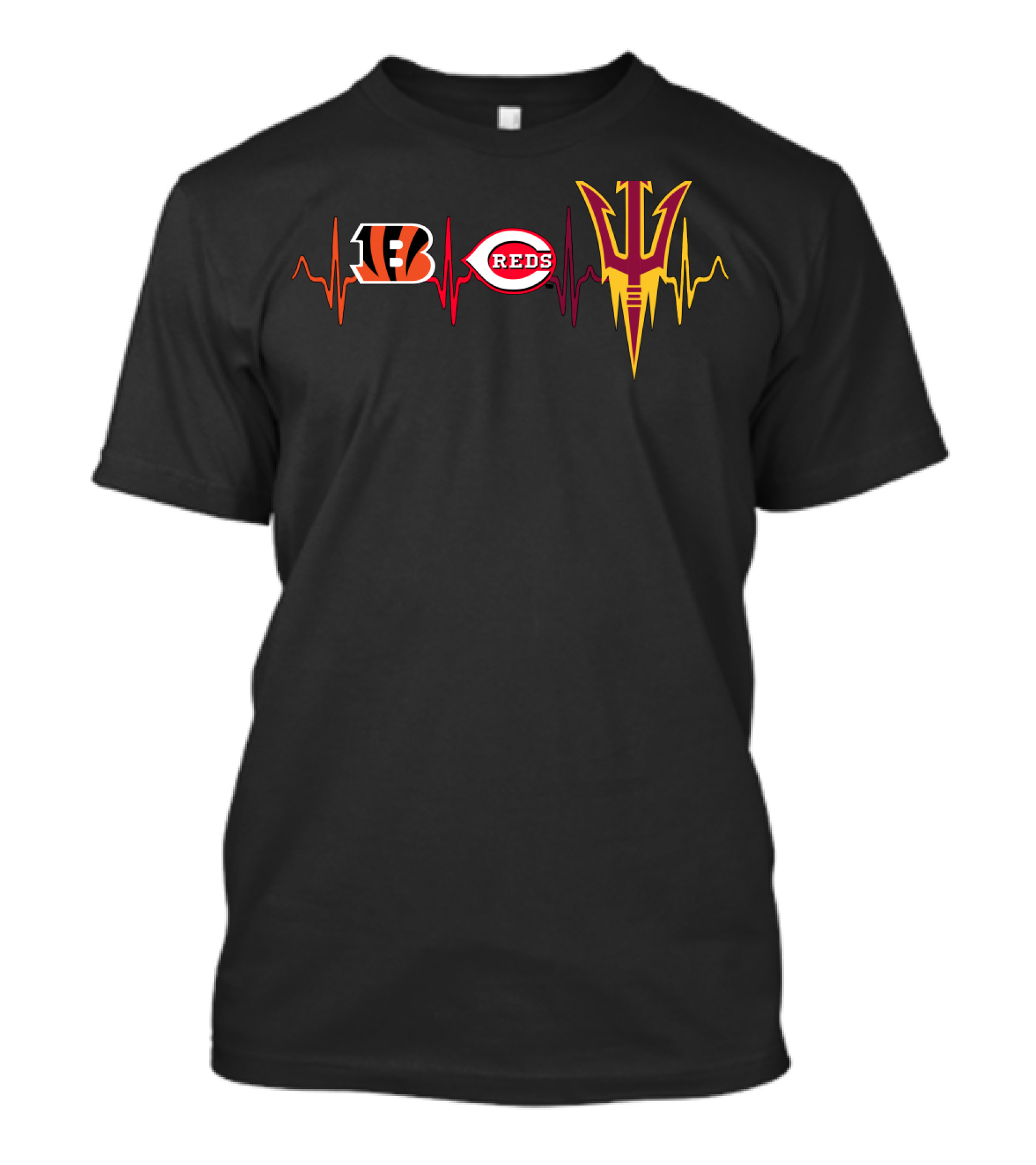 Love Bengals Reds Heartbeat With State Symbol T-Shirt