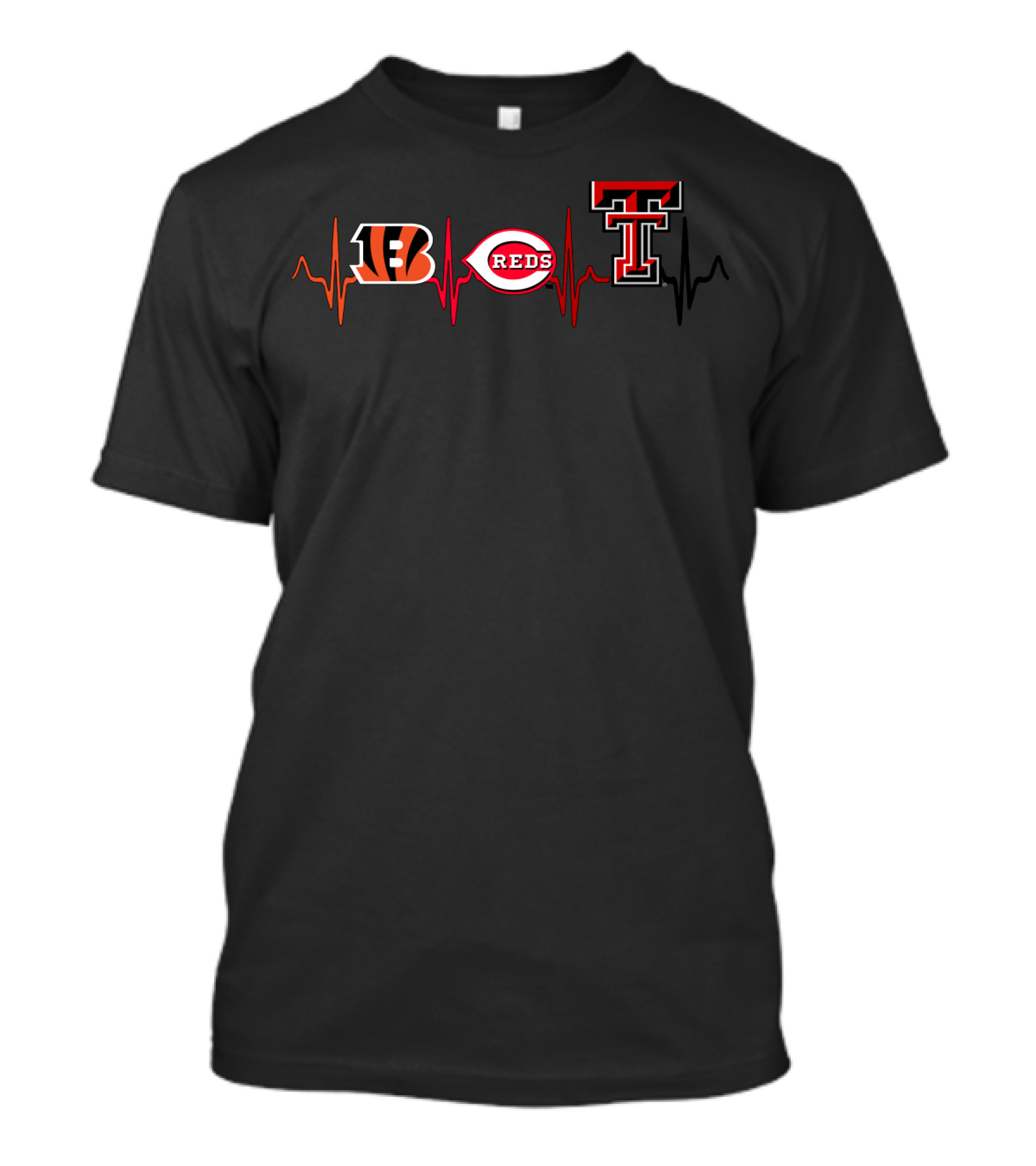 Bengals Reds Ttu Heartbeat T-Shirt
