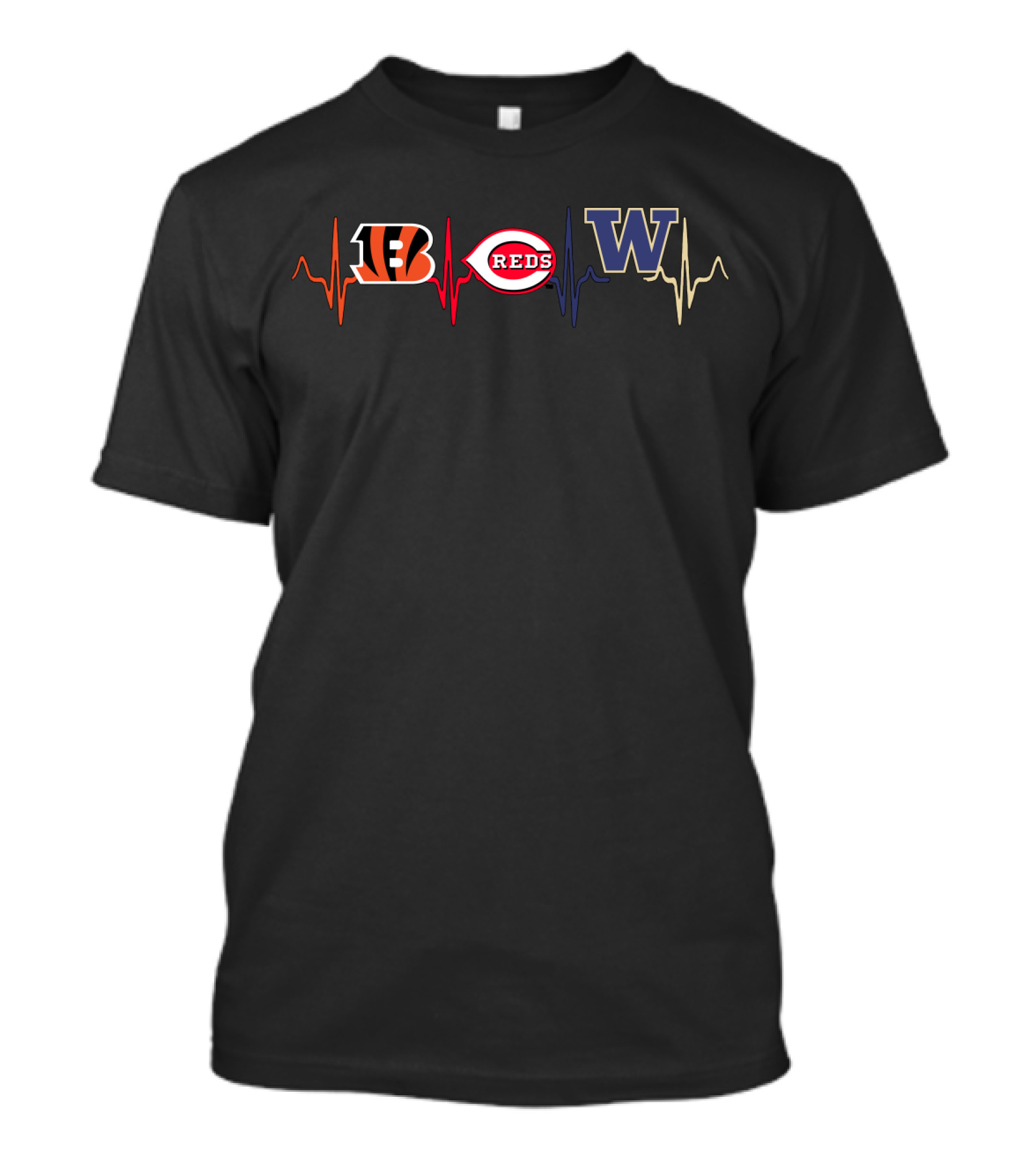 Love Bengals Reds Wh Heartbeat T-Shirt