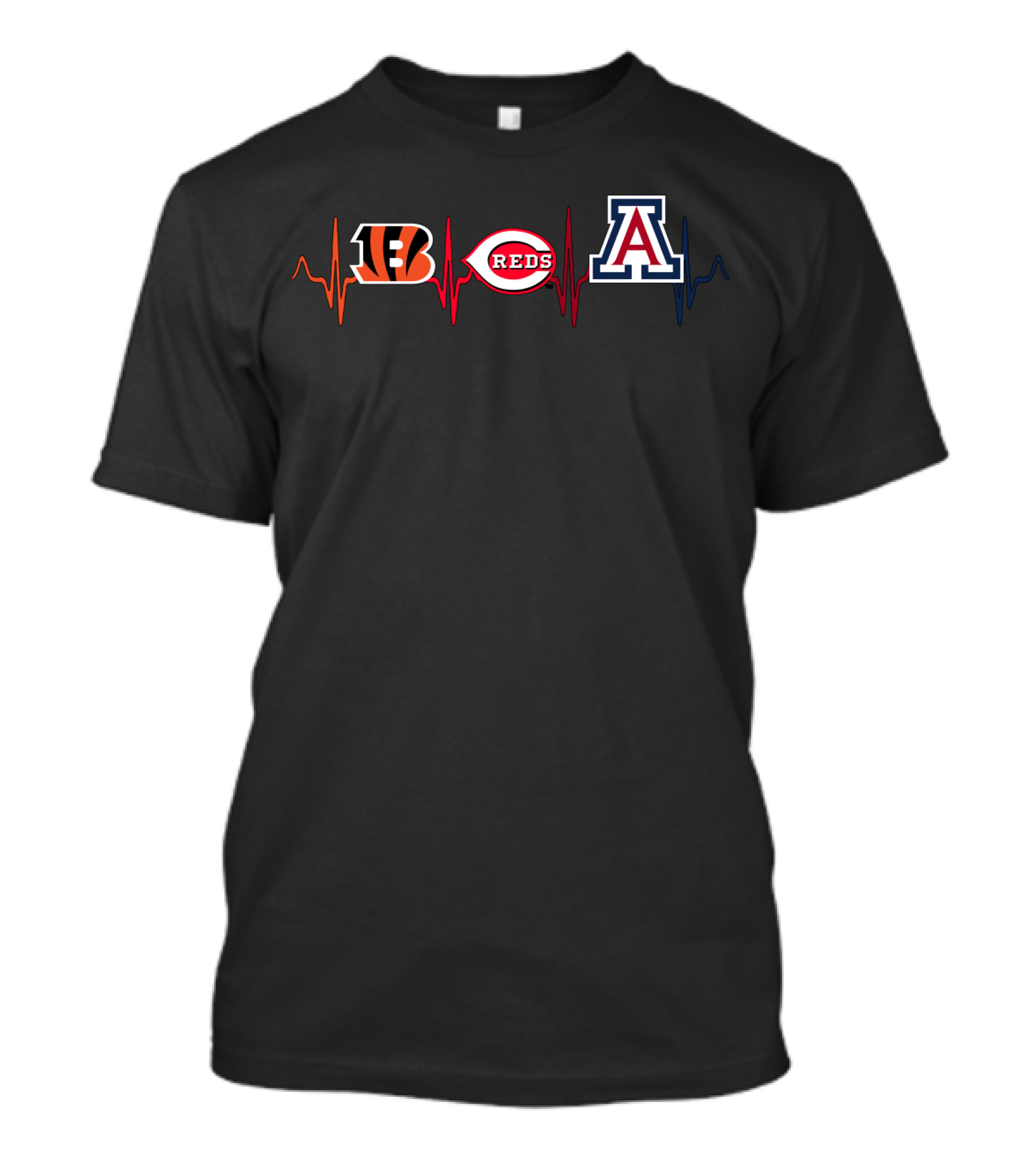 Bengals Reds Wildcats Heartbeat T-Shirt