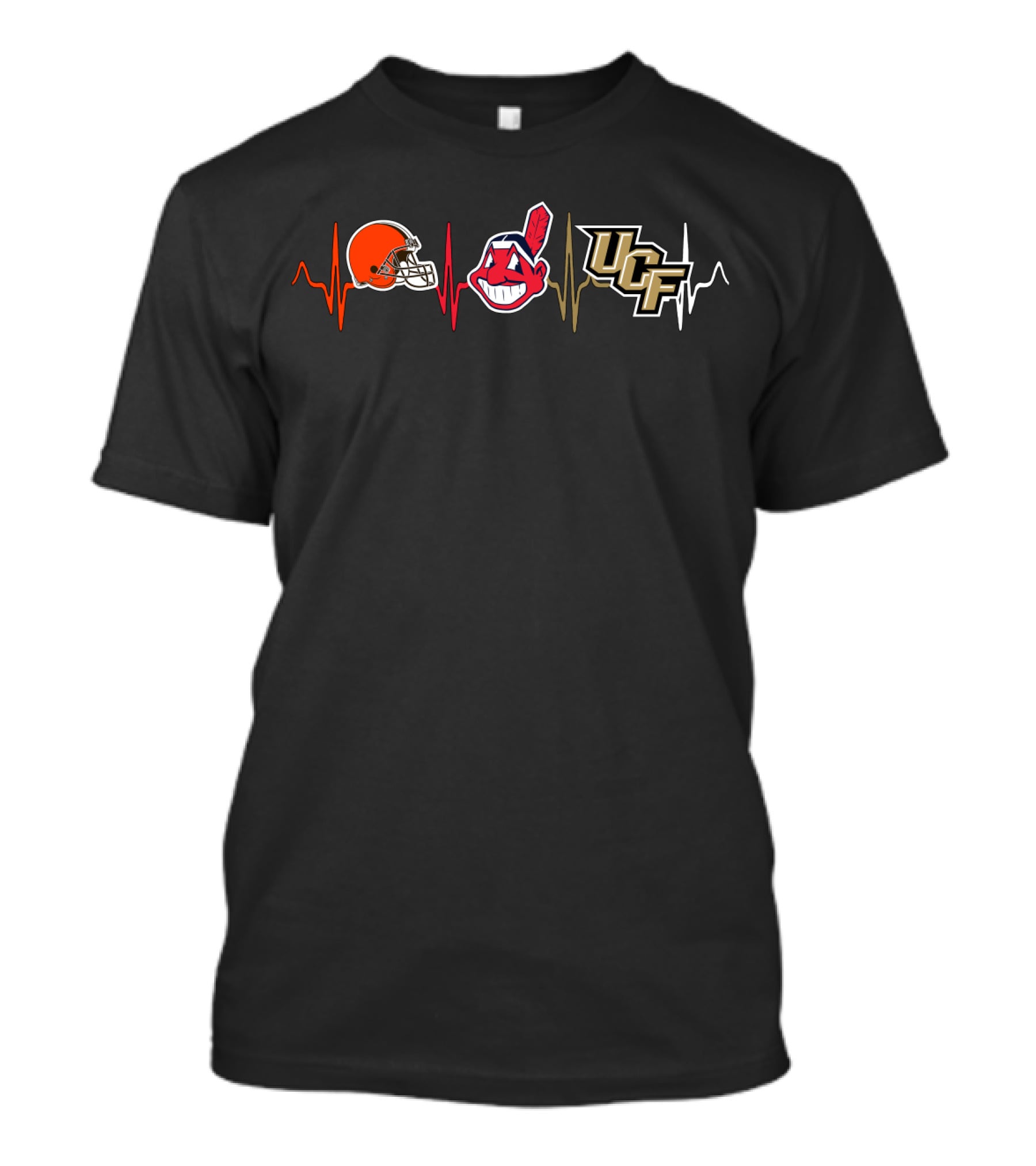 Browns Indians Ucf Heartbeat Logo Icons T-Shirt