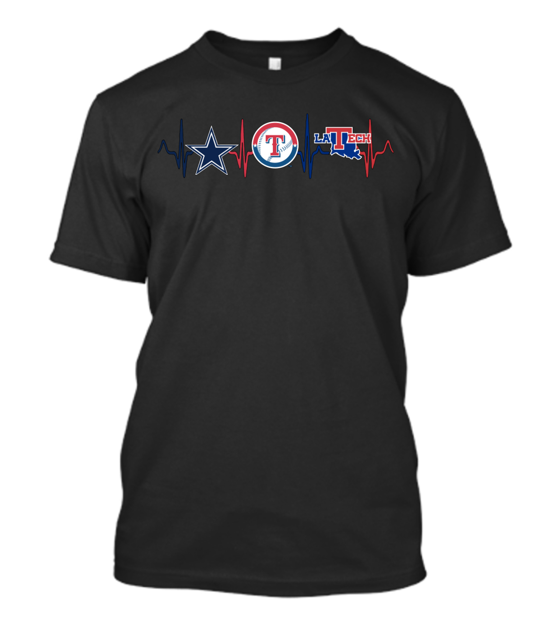 Cowboys Rangers Louisiana Tech Heartbeat Ltb T-Shirt