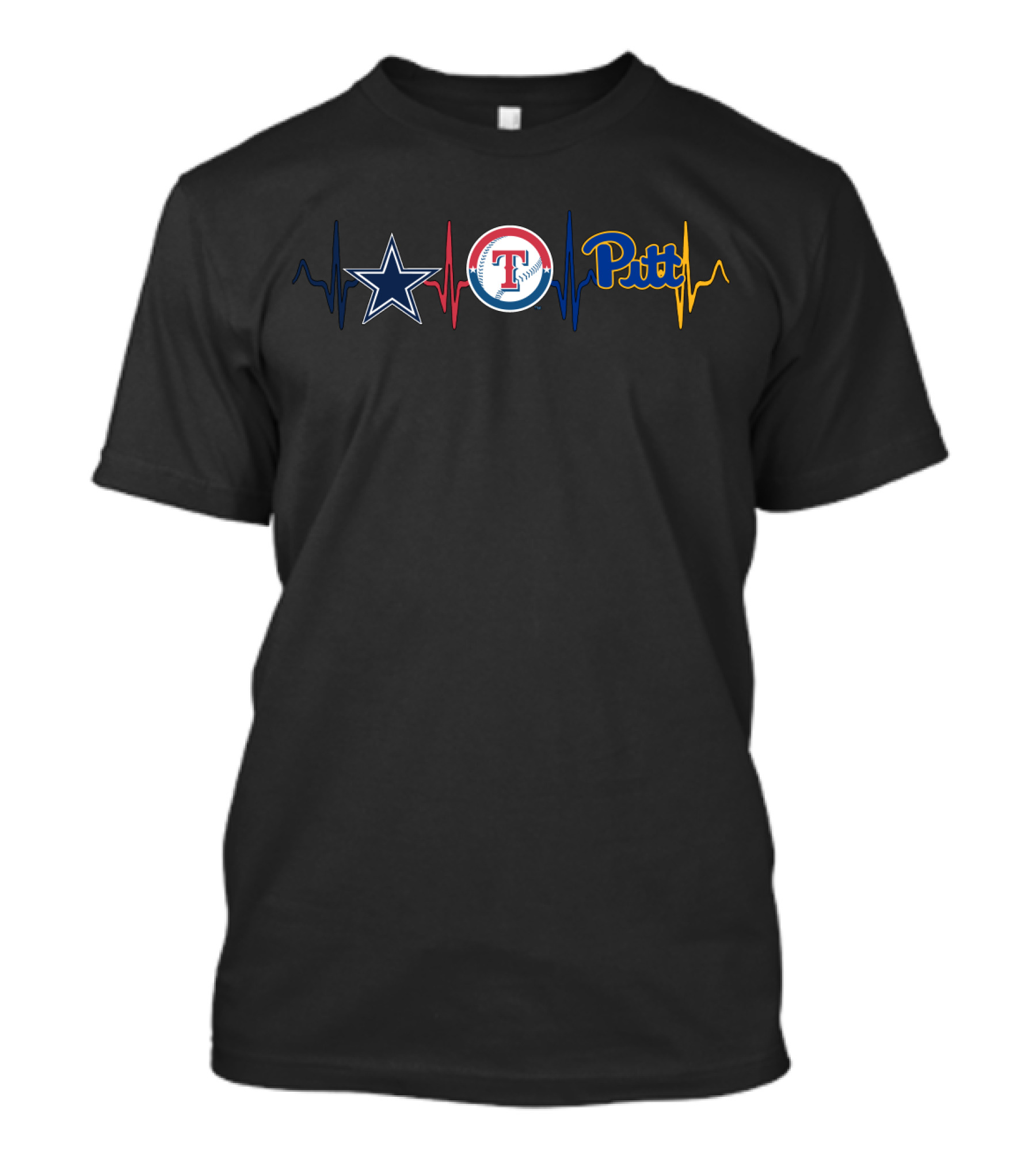 Dallas Cowboys Texas Rangers Pittsburgh Panthers Heartbeat T-Shirt