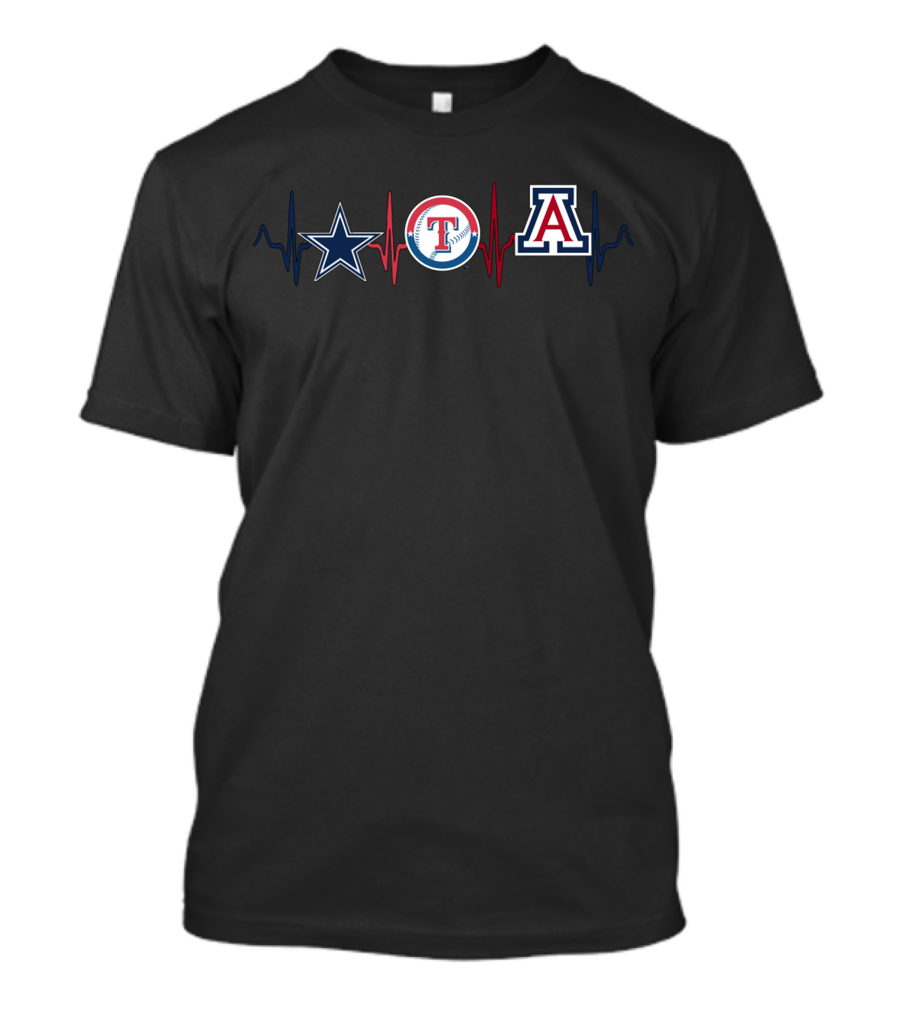 Love Cowboys Rangers Wildcats Sports Heartbeat T-Shirt