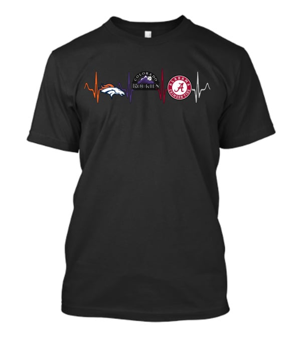 Broncos Rockies Alabama Crimson Tide Heartbeat T-Shirt