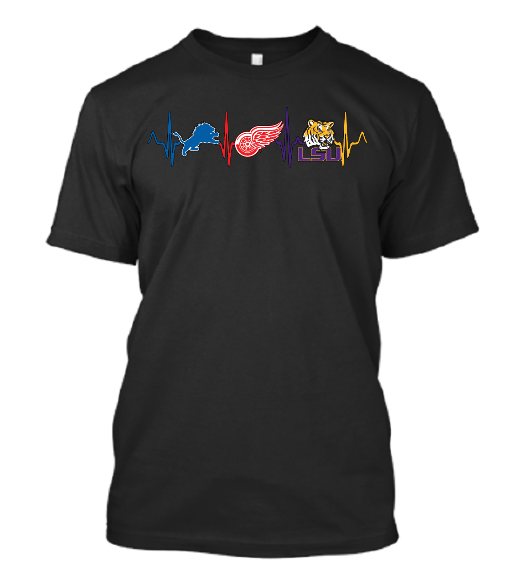 Detroit Lions Red Wings Lsu Tigers Love Lions With Wings With Lt T-Shirt