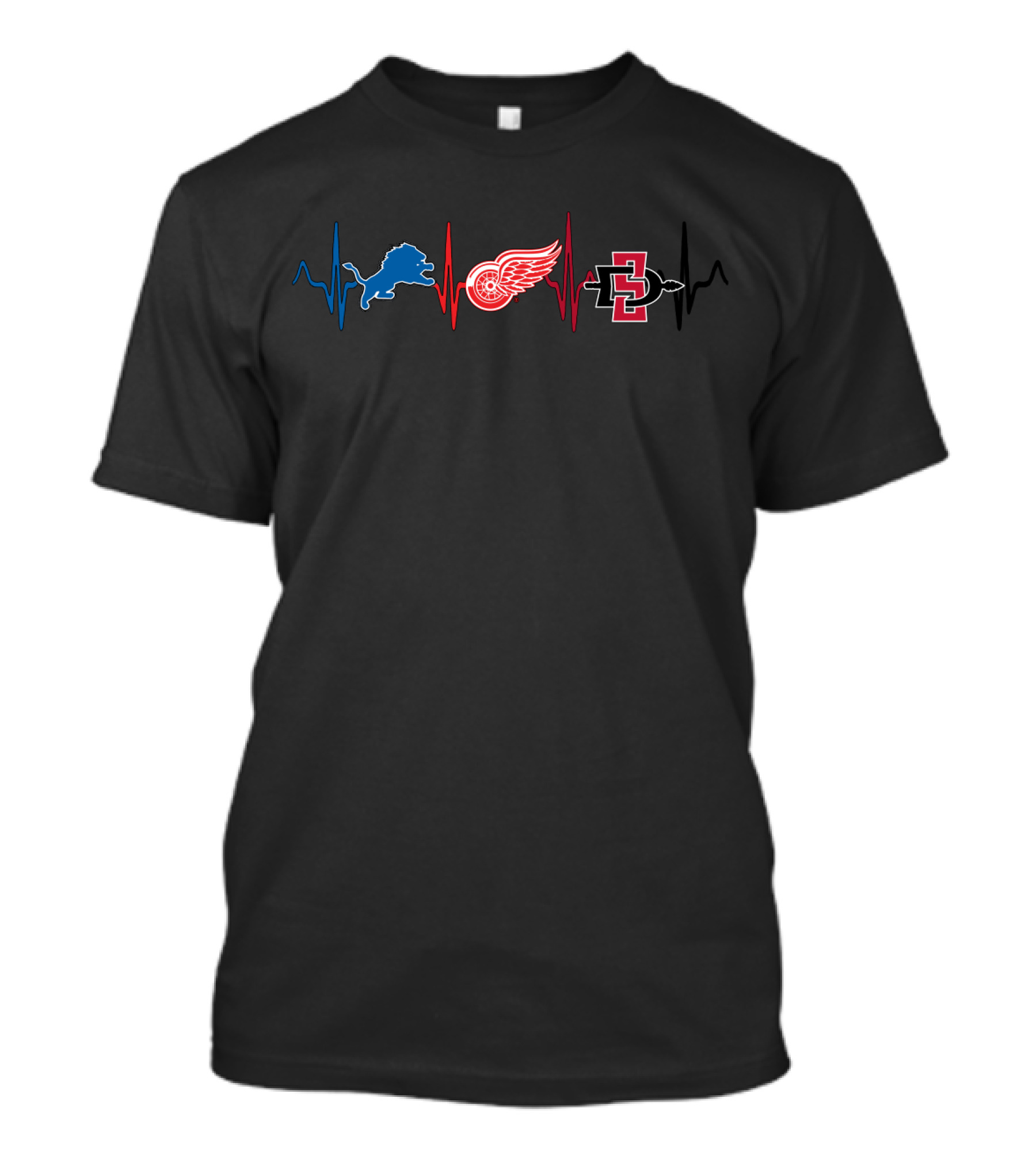 Detroit Lions Red Wings Sdsu Heartbeat T-Shirt