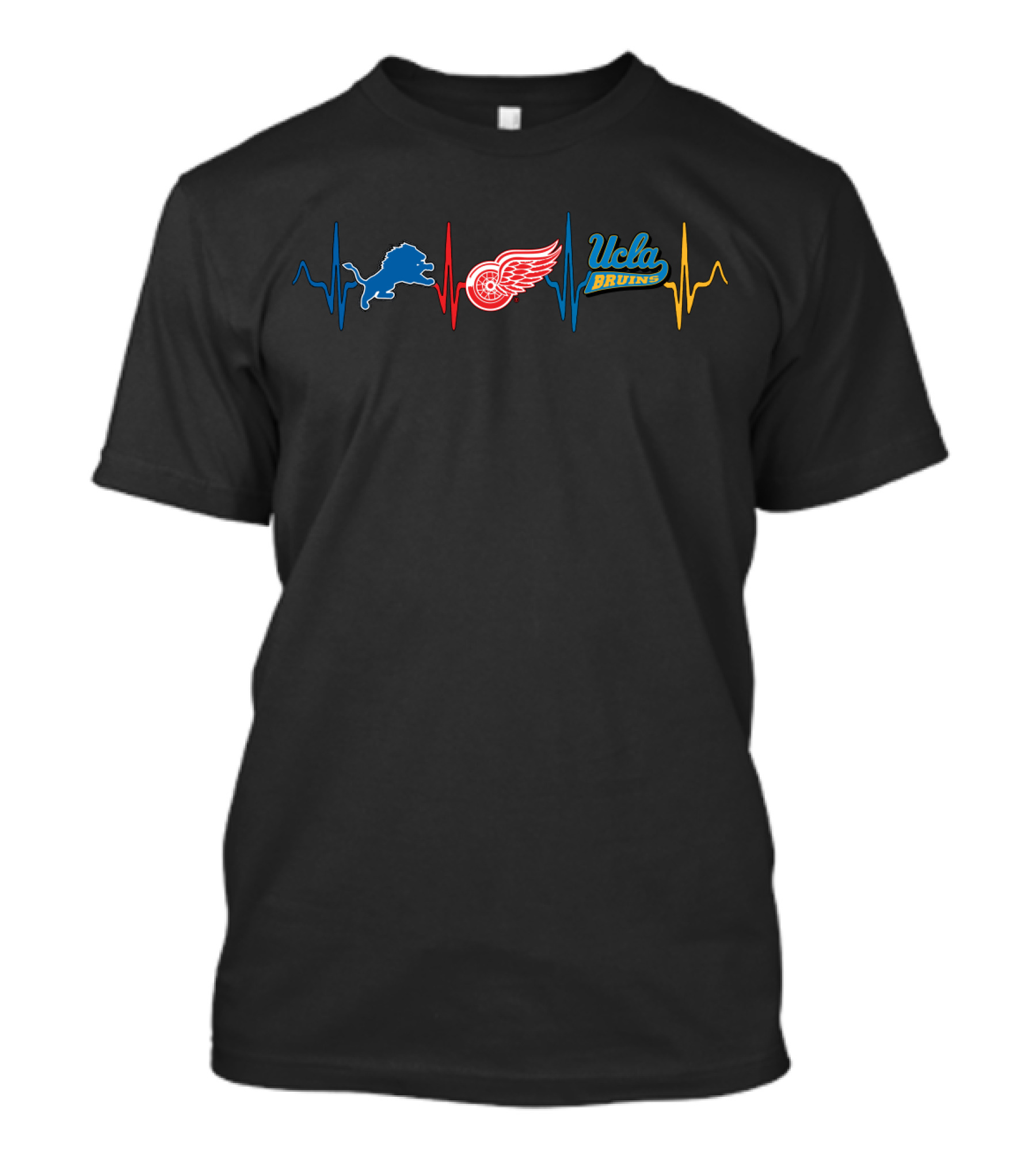 Detroit Lions Red Wings Ucla Bruins Heartbeat T-Shirt