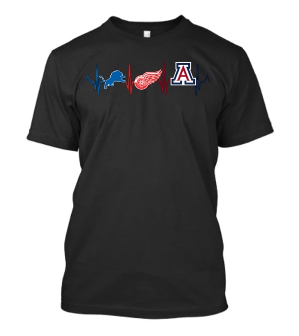 Detroit Lions Red Wings Arizona Wildcats Heartbeat T-Shirt