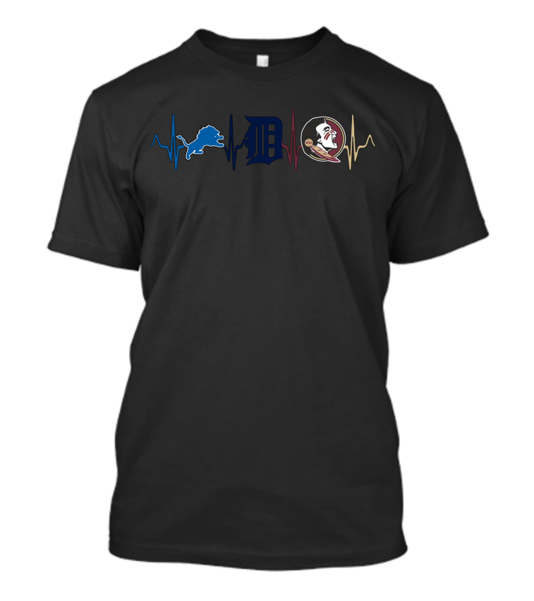 Love Lions Tigers Fsu Seminoles Heartbeat T-Shirt