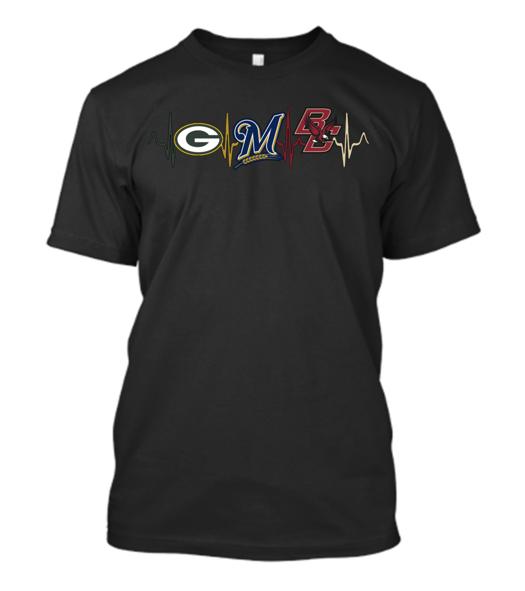 Love Packers Brewers Bc Heartbeat T-Shirt