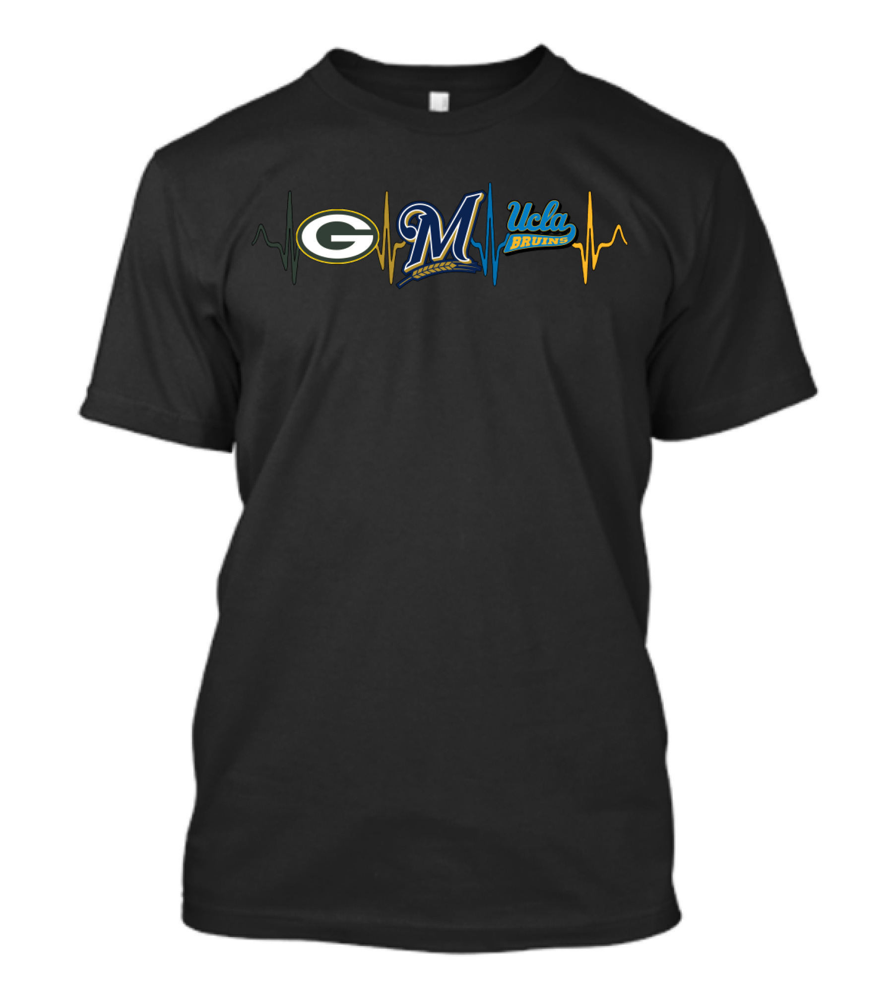 Love Packers Milwaukee Brewers Ucla Bruins Heartbeat T-Shirt