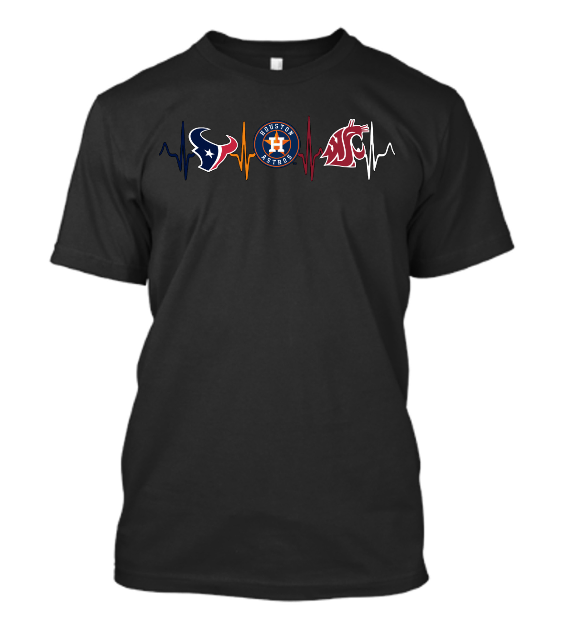 Texans Astros Washington State Cougars Heartbeat T-Shirt