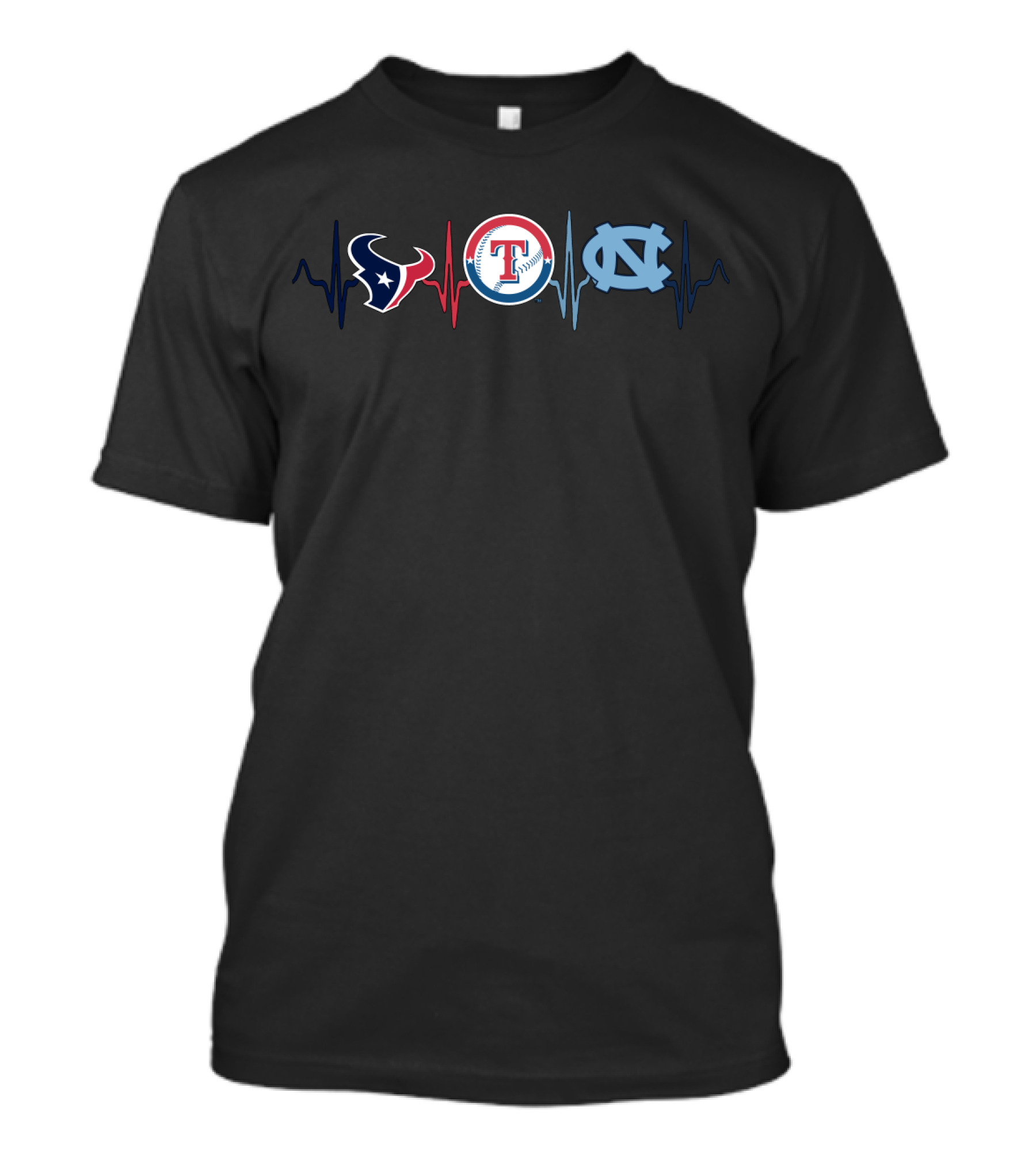Love For Houston Texans Texas Rangers And North Carolina Tar Heels T-Shirt