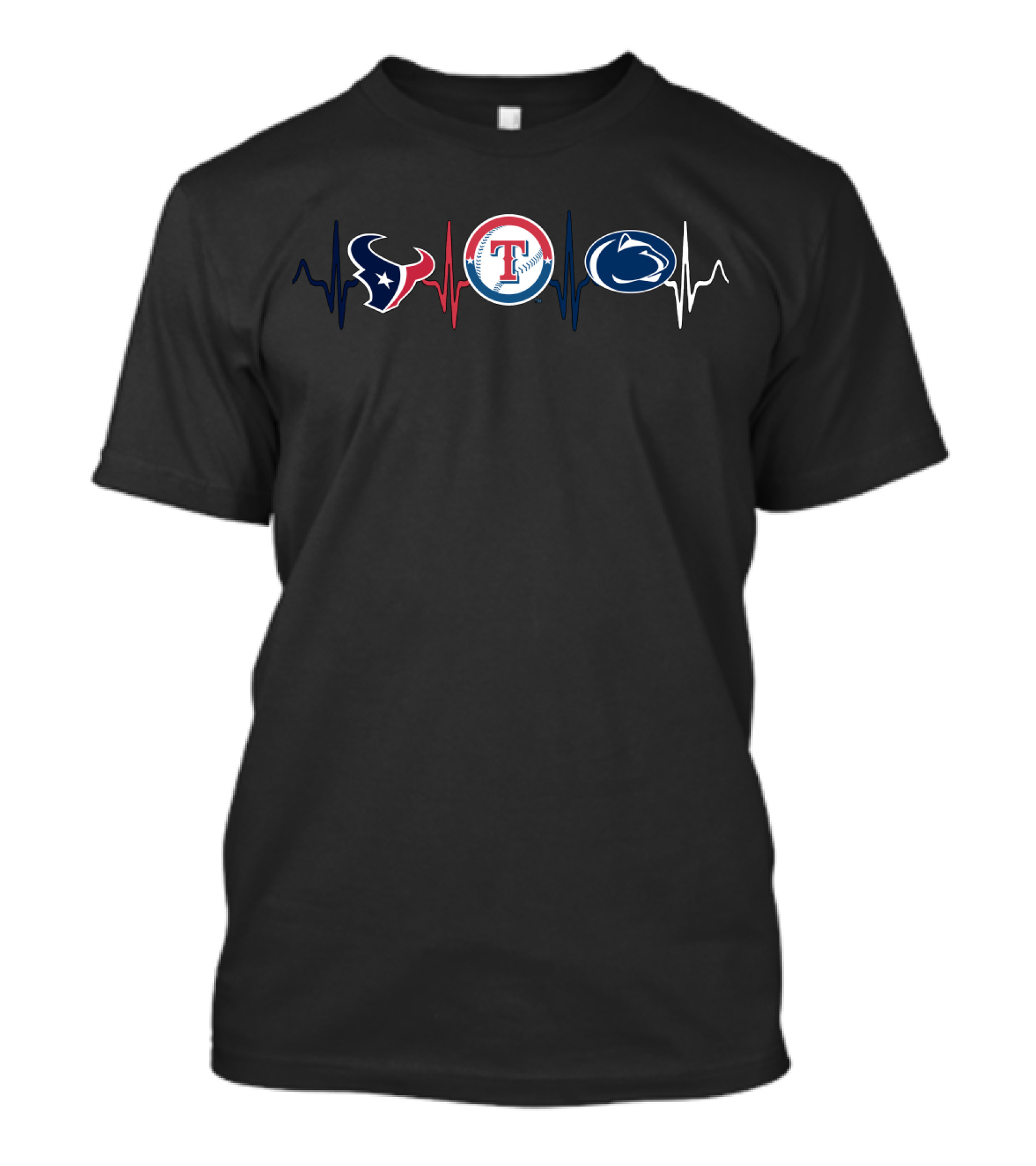 Texas Rangers Houston Texans Penn State Heartbeat T-Shirt