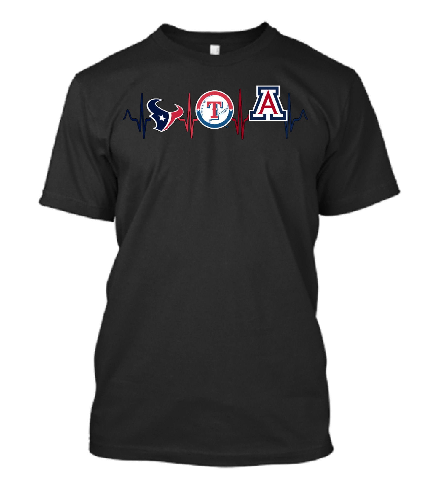Houston Texans Texas Rangers Arizona Wildcats Heartbeat T-Shirt