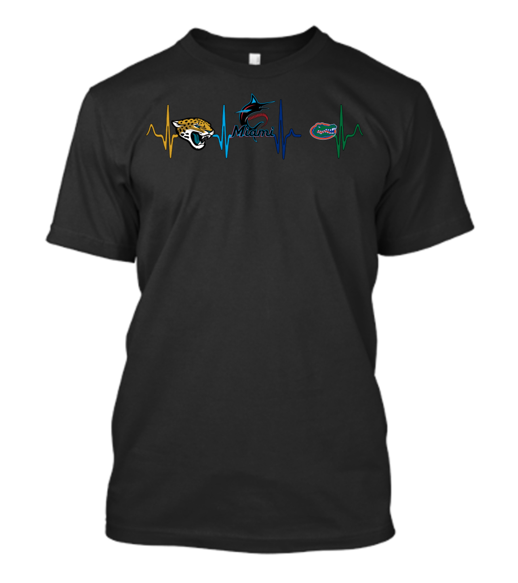 Jacksonville Jaguars Miami Marlins Florida Gators Heartbeat T-Shirt
