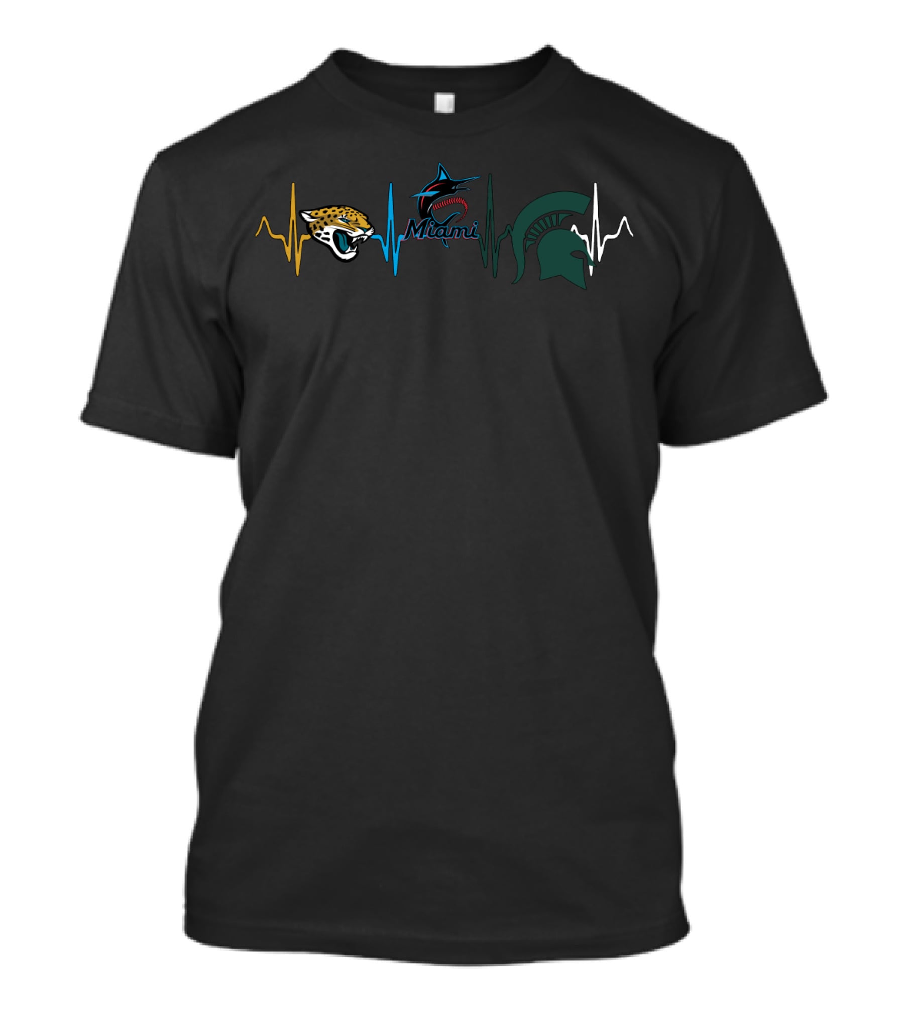 Jaguars Miami Marlins Spartans Heartbeat T-Shirt
