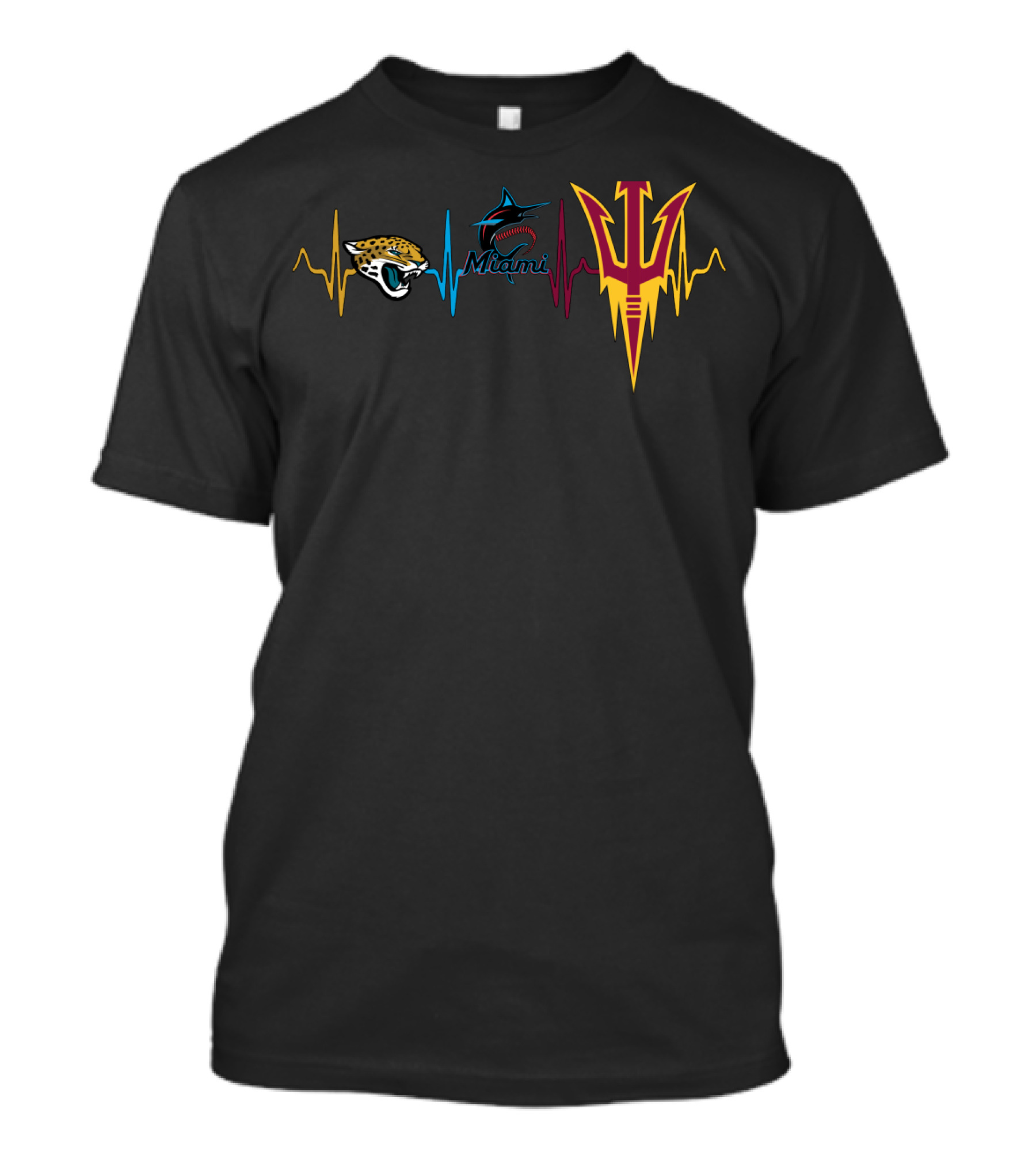 Jacksonville Jaguars Miami Marlins Arizona State Sun Devils Heartbeat T-Shirt