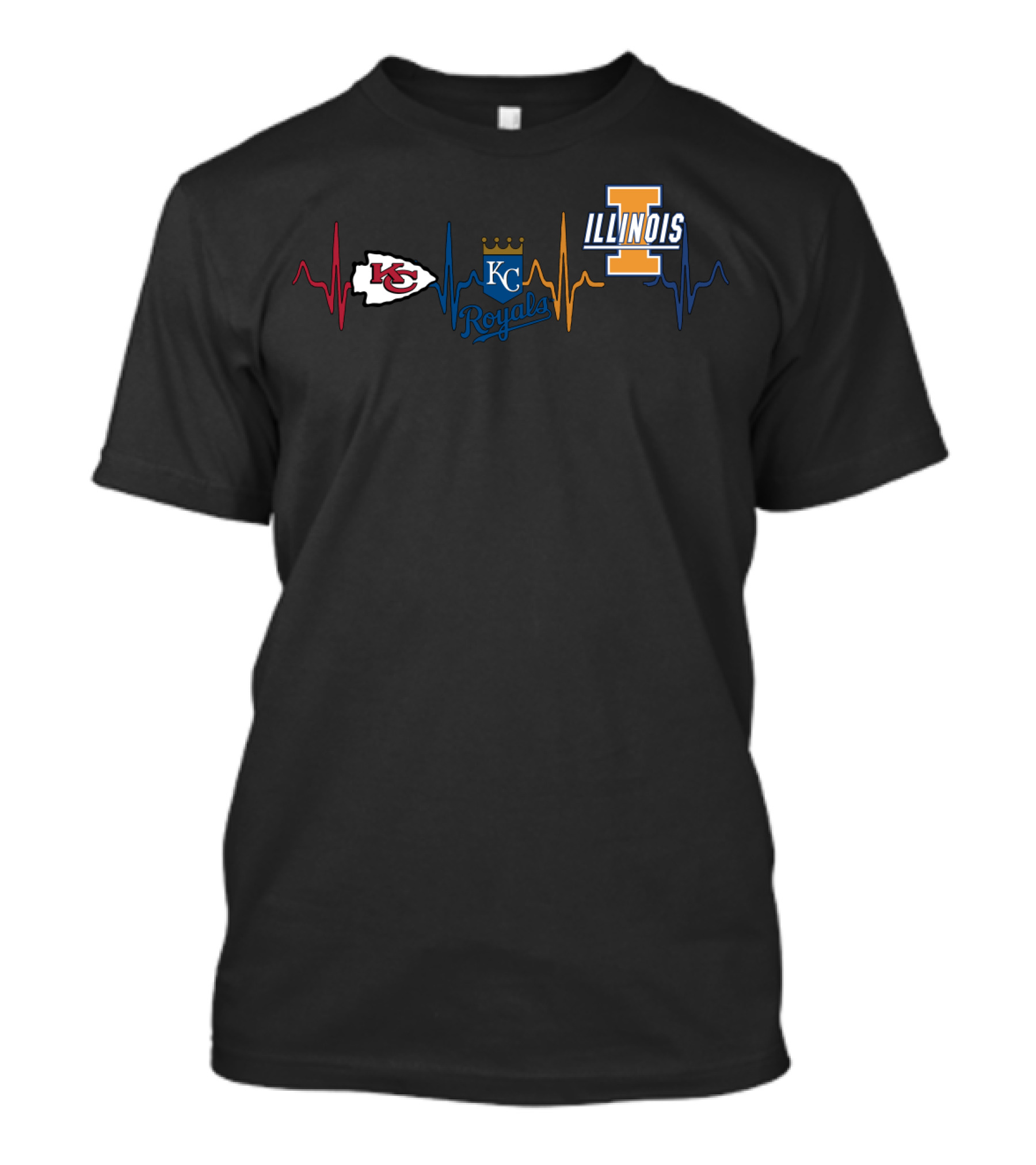 Kansas City Chiefs Royals Illinois Heartbeat T-Shirt