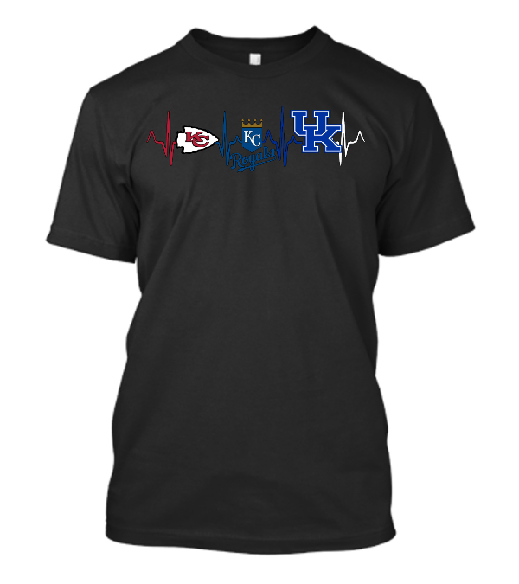 Love Kansas City Chiefs Kc Royals Kentucky Wildcats Heartbeat T-Shirt