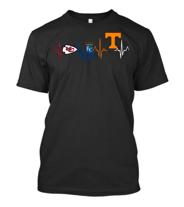 Kansas City Chiefs Royals Tennessee Volunteers Heartbeat T-Shirt