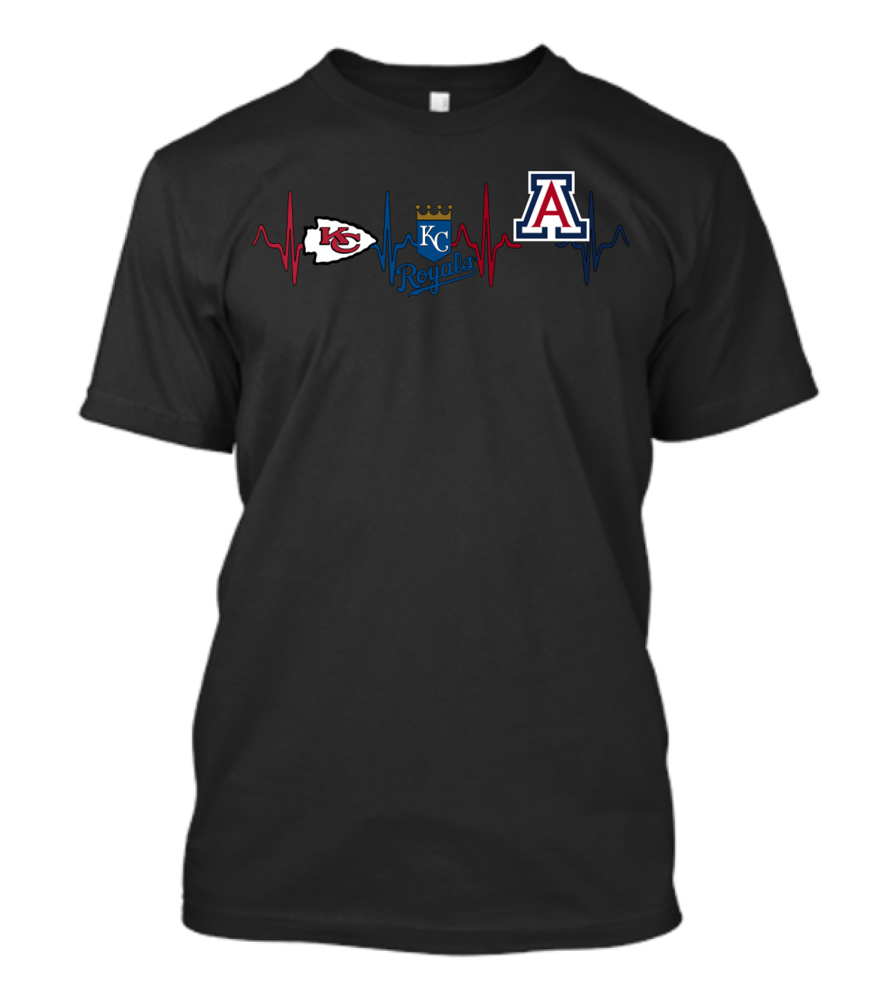 Kansas City Chiefs Royals Arizona Wildcats Heartbeat T-Shirt