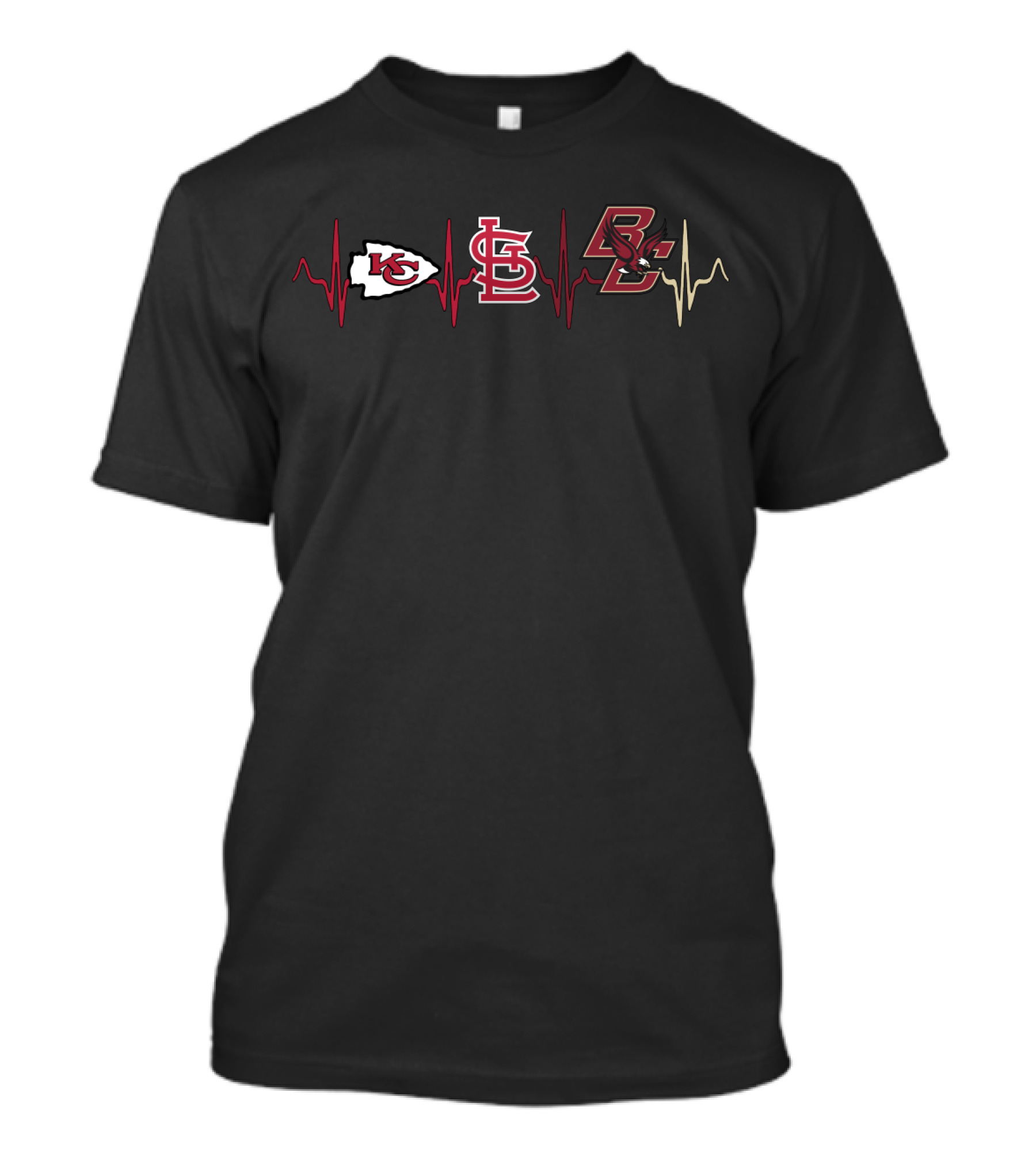 Kansas City Chiefs St. Louis Cardinals Boston College Eagles Heartbeat T-Shirt