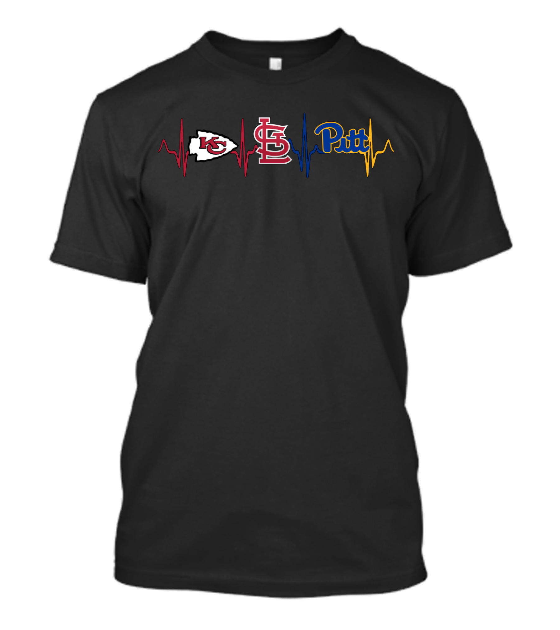 Kansas City Chiefs St. Louis Cardinals Pitt Heartbeat T-Shirt