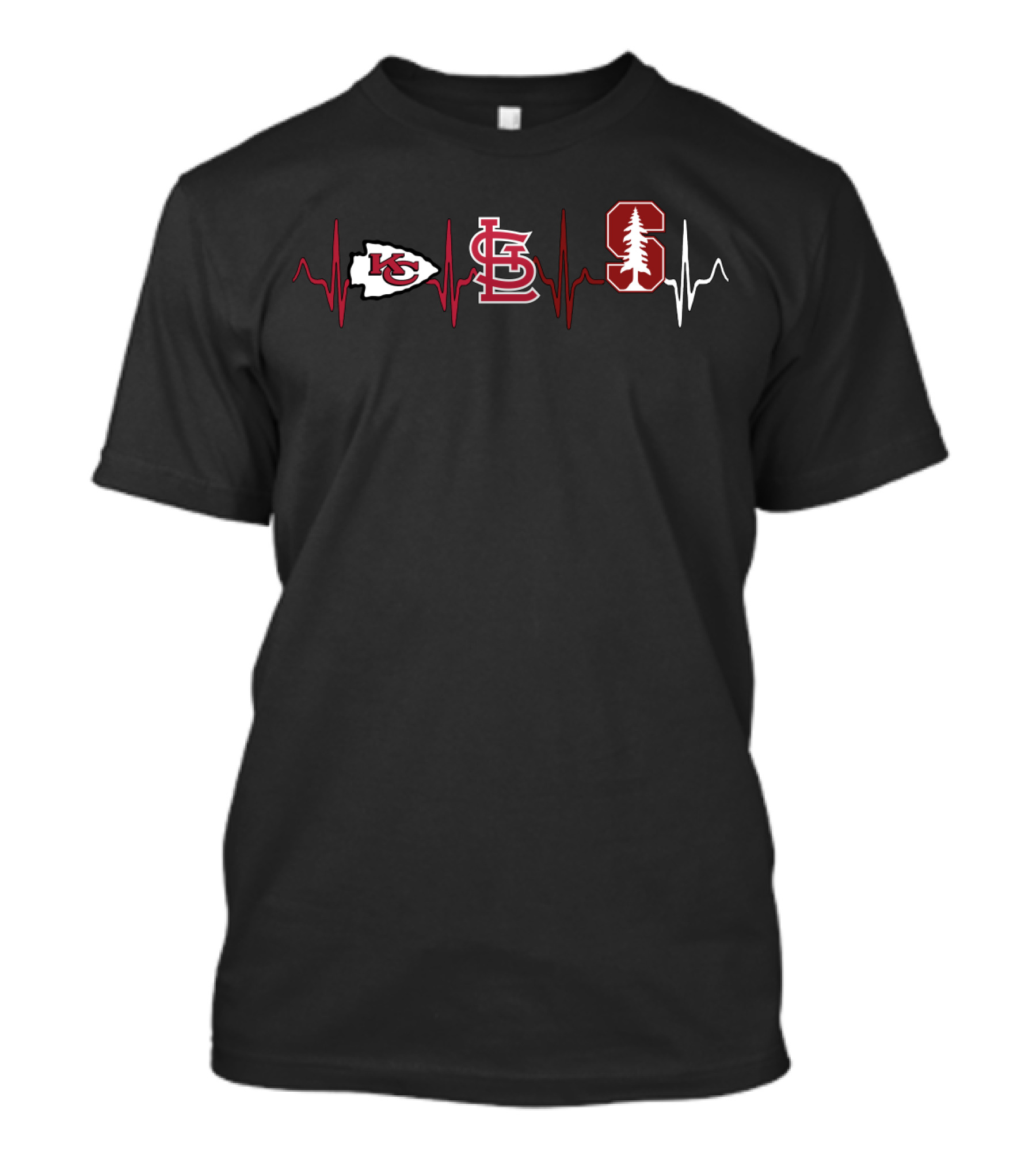 Kansas City Chiefs St. Louis Cardinals Stanford Cardinal Heartbeat T-Shirt