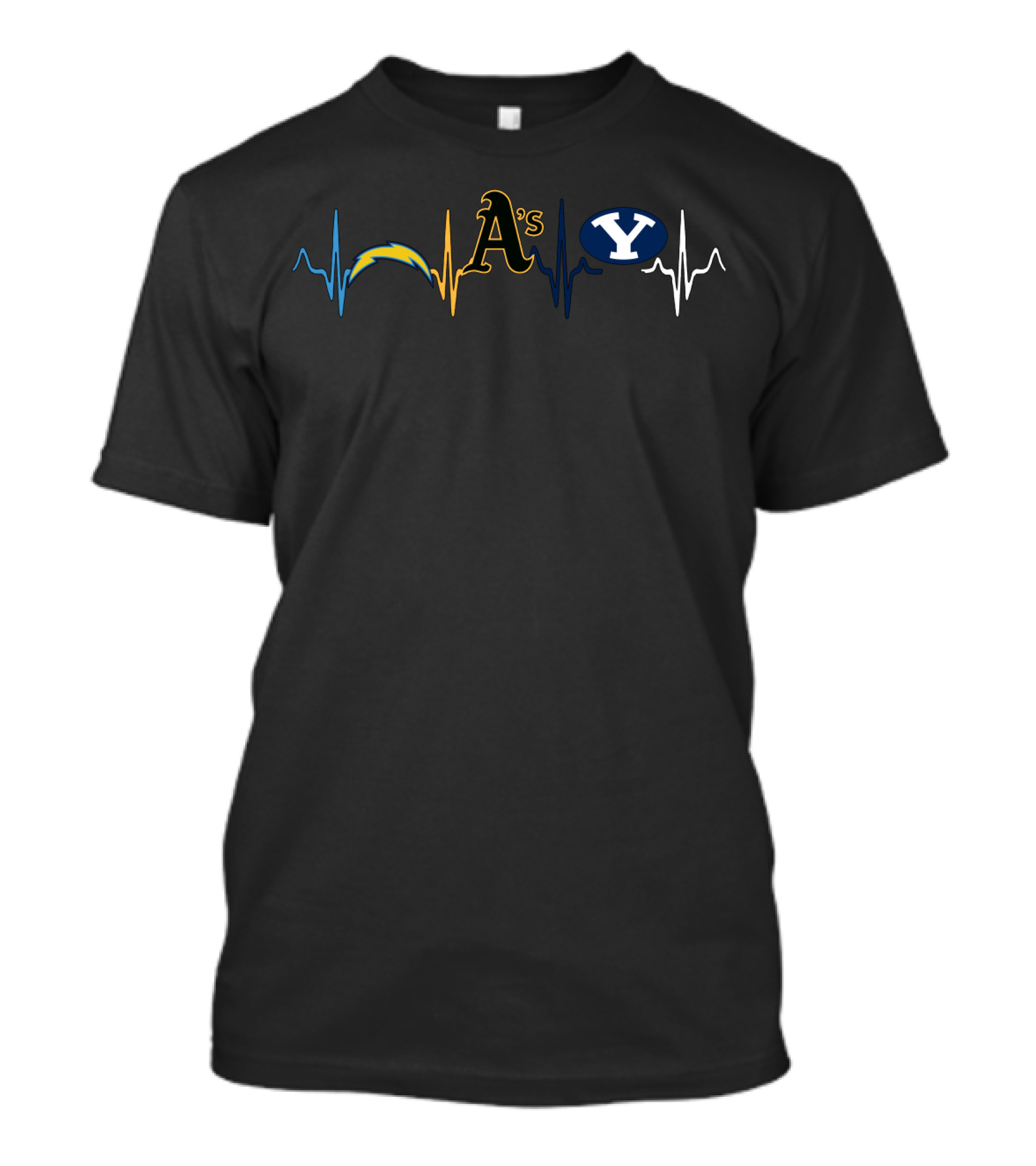 Love Chargers Athletics A's Byu Heartbeat T-Shirt