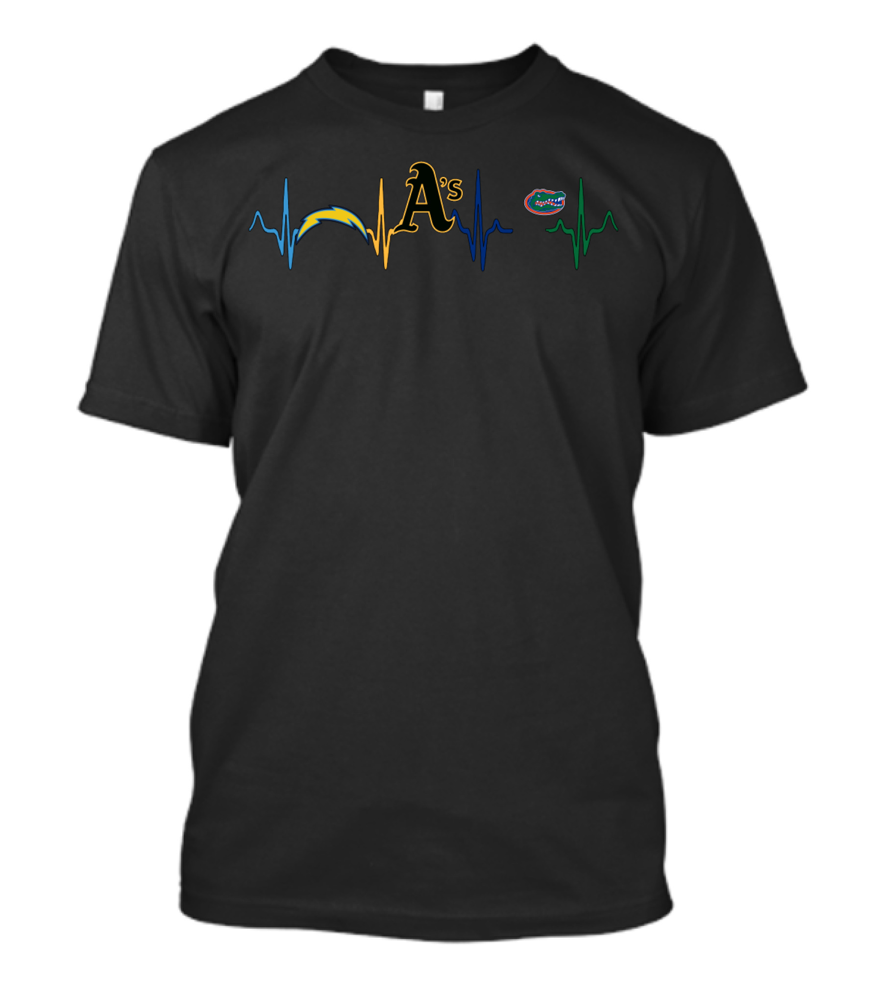 Chargers A's Gators Heartbeat Lineup T-Shirt