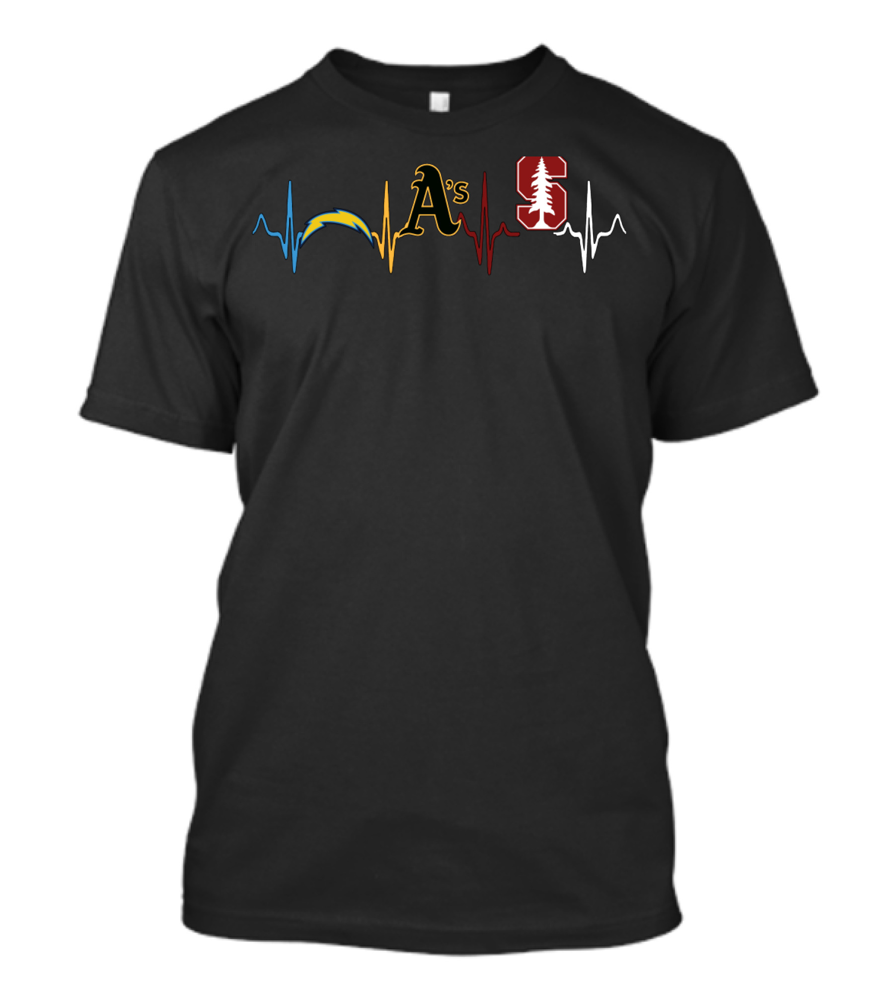 Love Chargers Athletics A's Sc Stanford Heartbeat T-Shirt