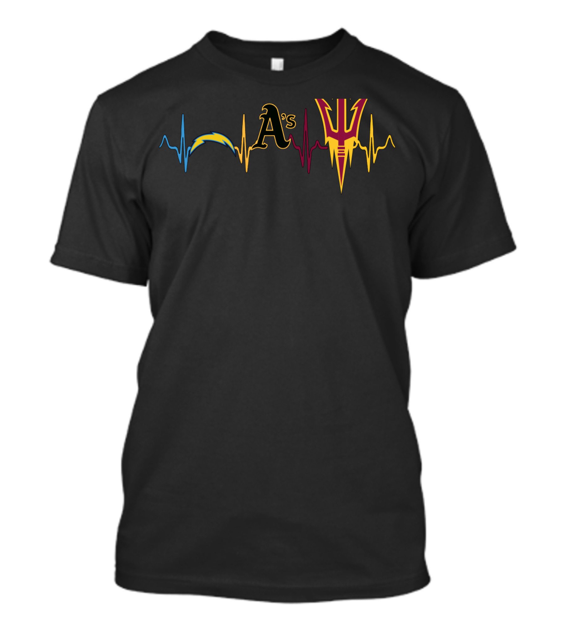 Love Chargers Athletics State Asu A's Logo Heartbeat T-Shirt