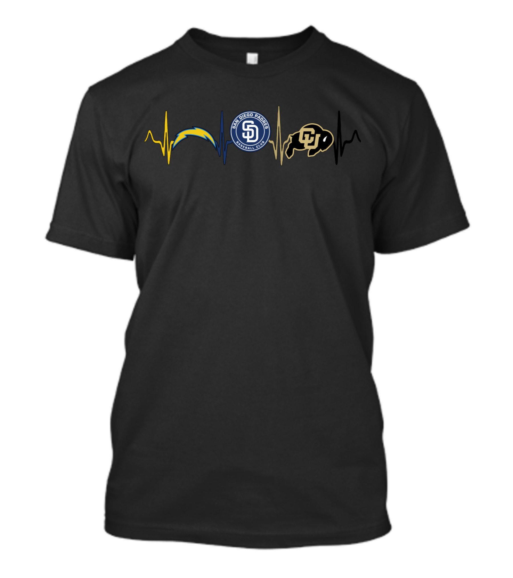 Chargers Padres Colorado Buffaloes Heartbeat T-Shirt