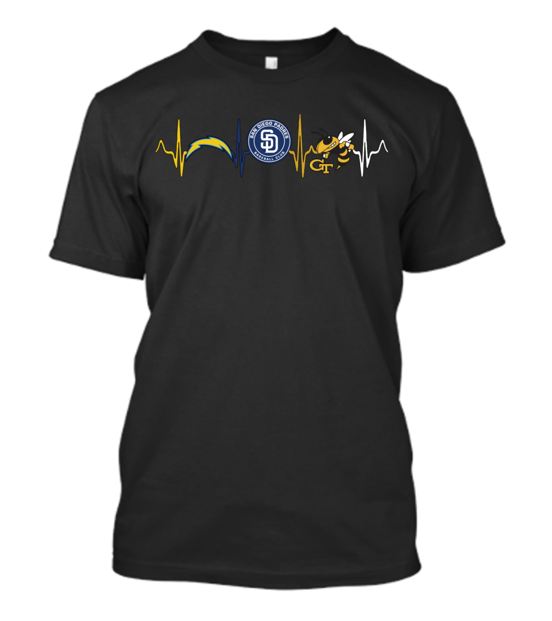 San Diego Chargers Padres Georgia Tech Heartbeat T-Shirt