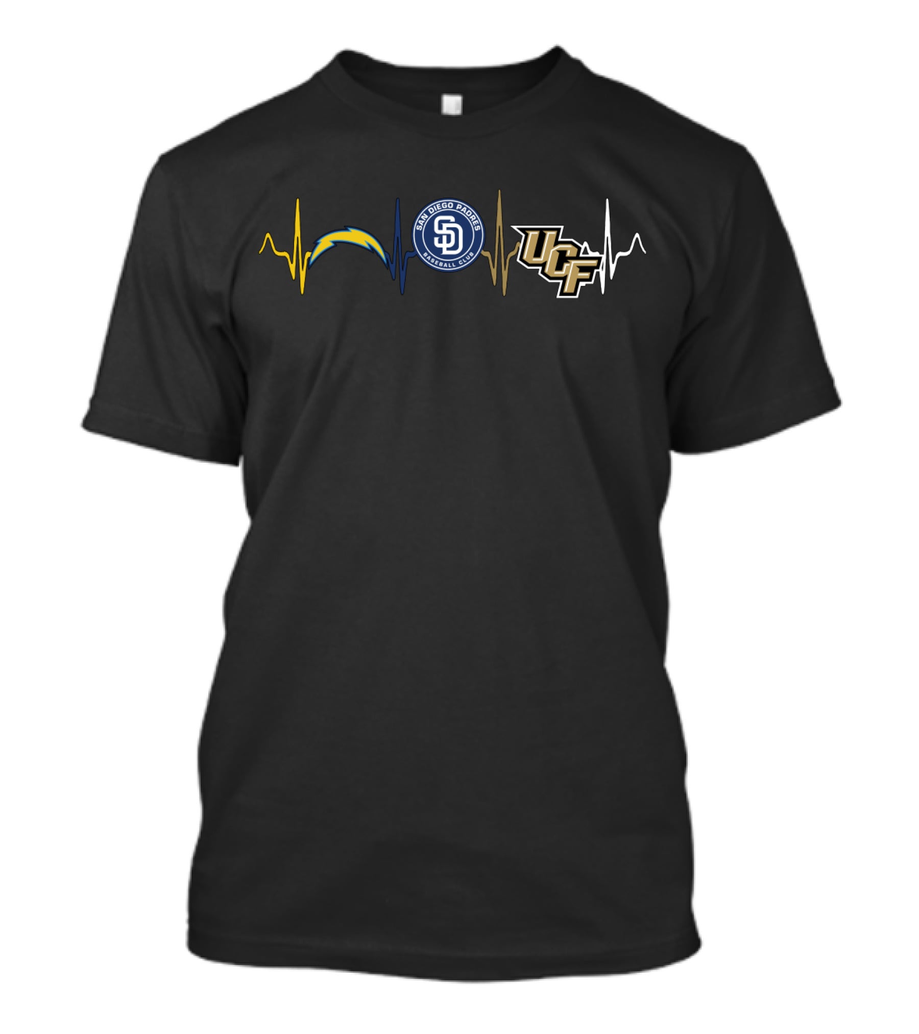 Heartbeats Love Chargers Padres Ucf T-Shirt