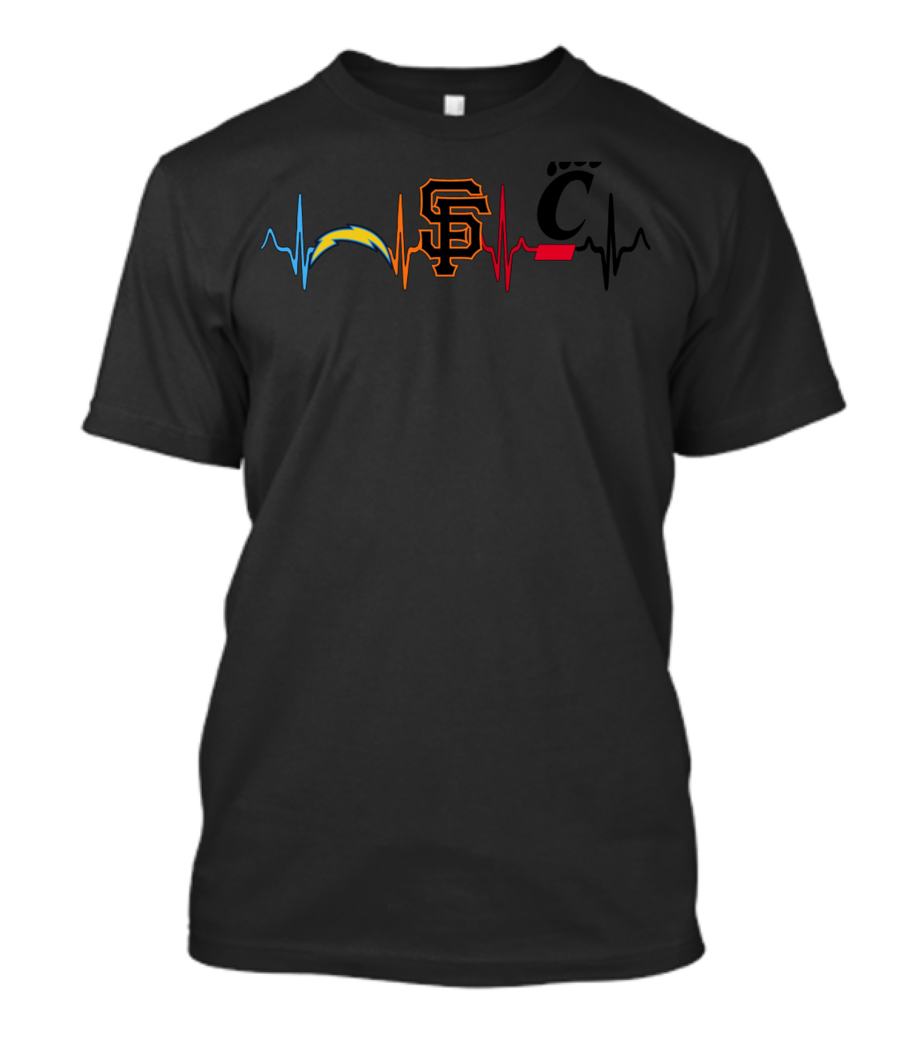 Chargers Giants Cincinnati Heartbeat T-Shirt