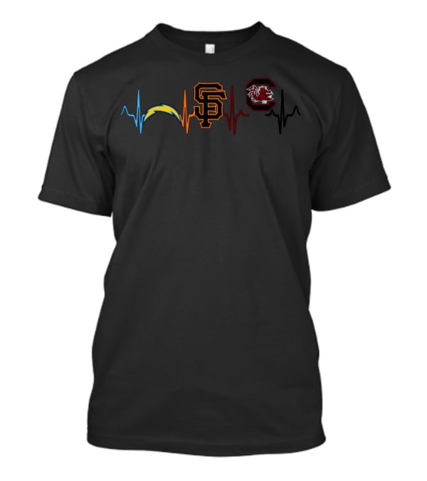 Chargers Giants South Carolina Gamecocks Heartbeat T-Shirt