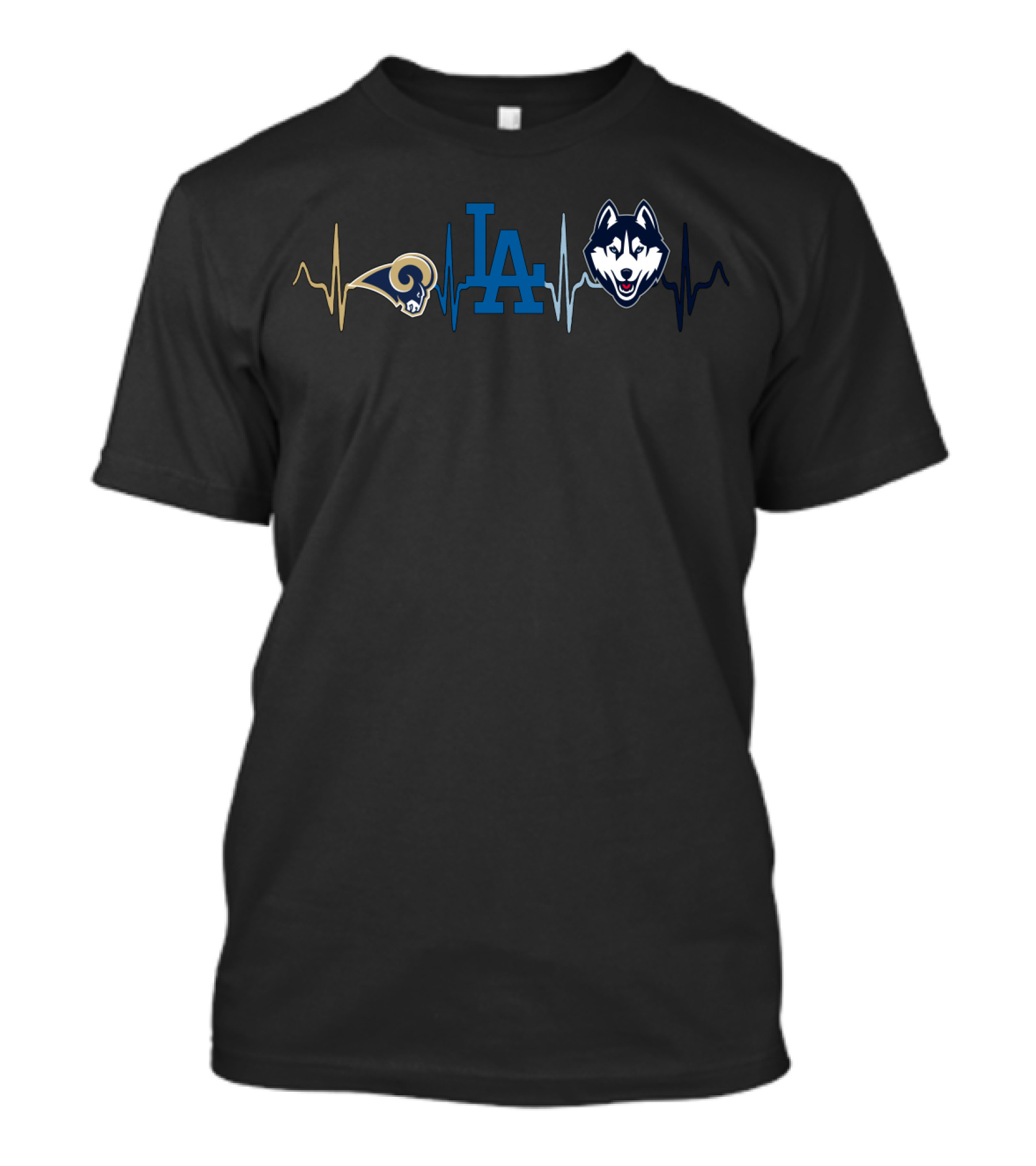 Love Rams La Dodgers Huskies Heartbeat T-Shirt