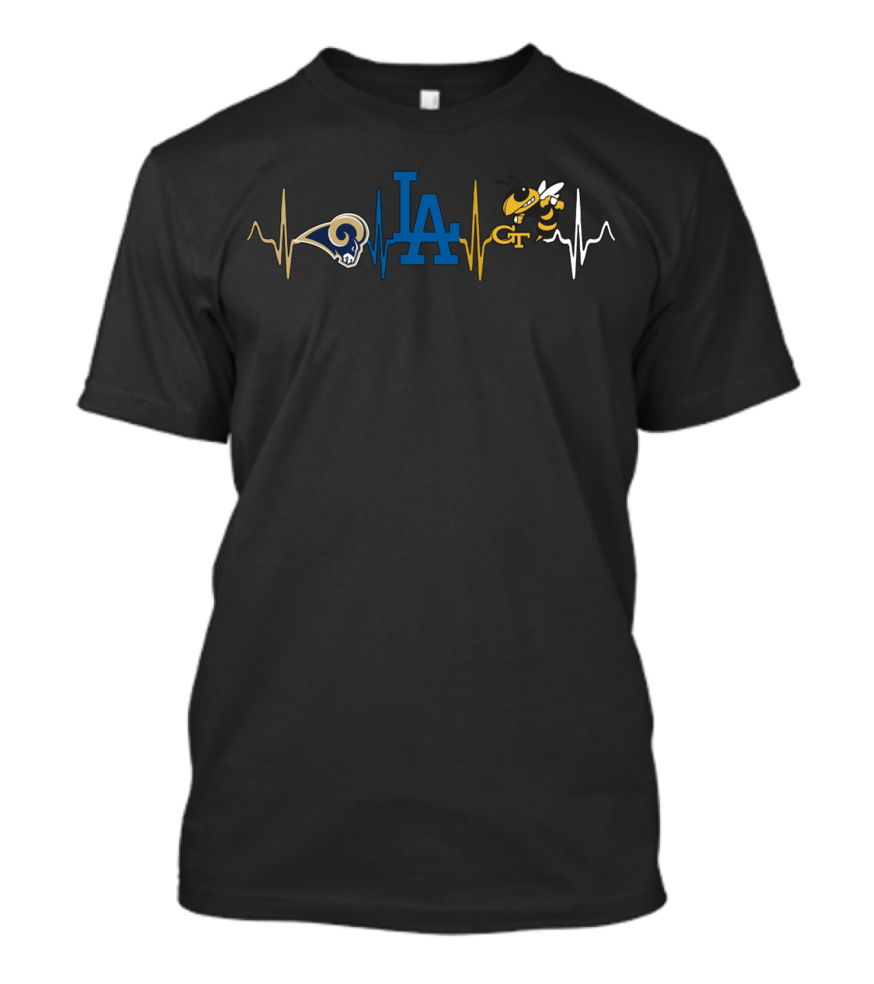 Los Angeles Rams La Dodgers Georgia Tech Heartbeat T-Shirt